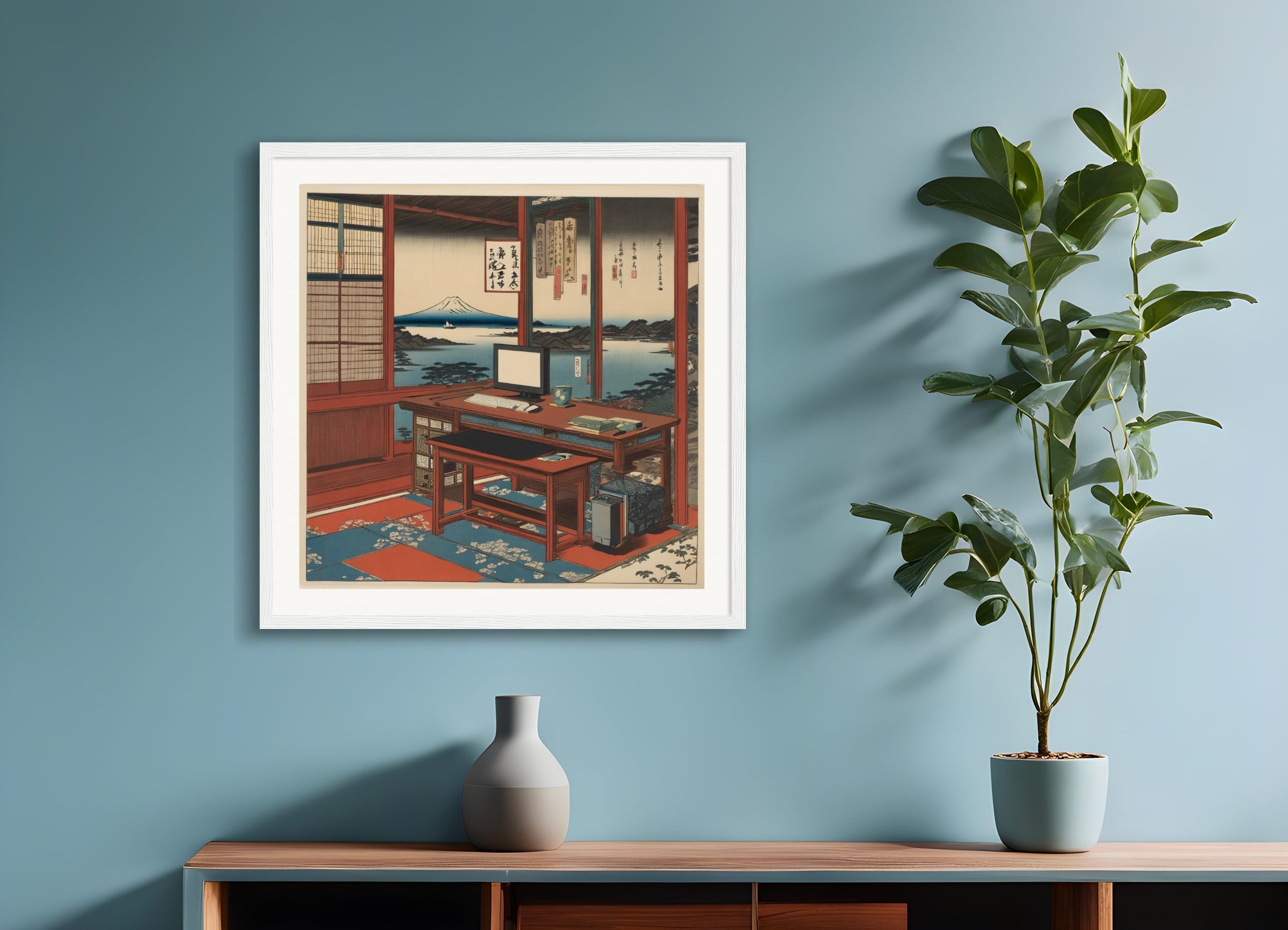 Poster with wood frame: Hiroshige,