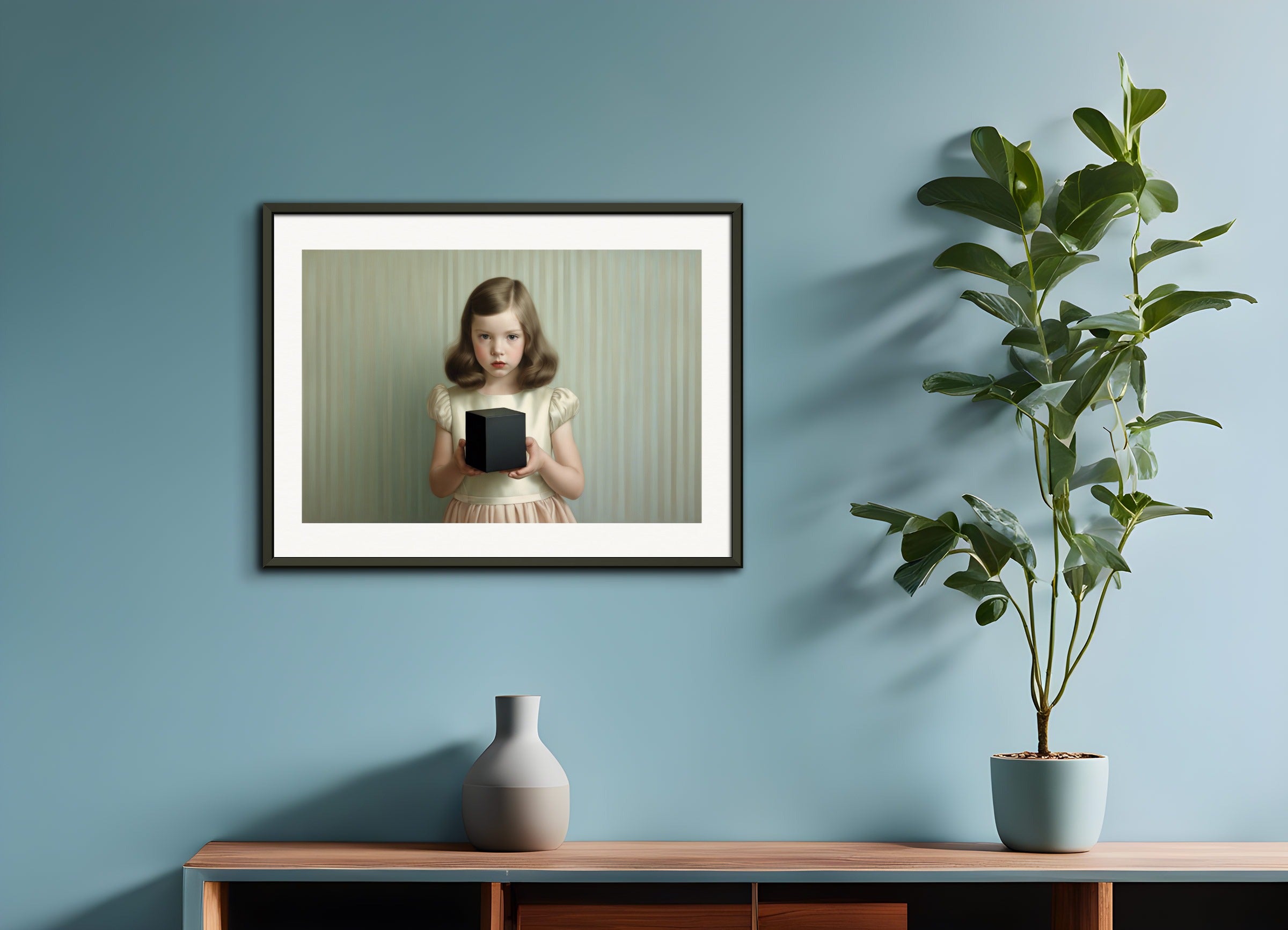 Poster with metal frame: Formal portraits of children with aristocratic rigidity,