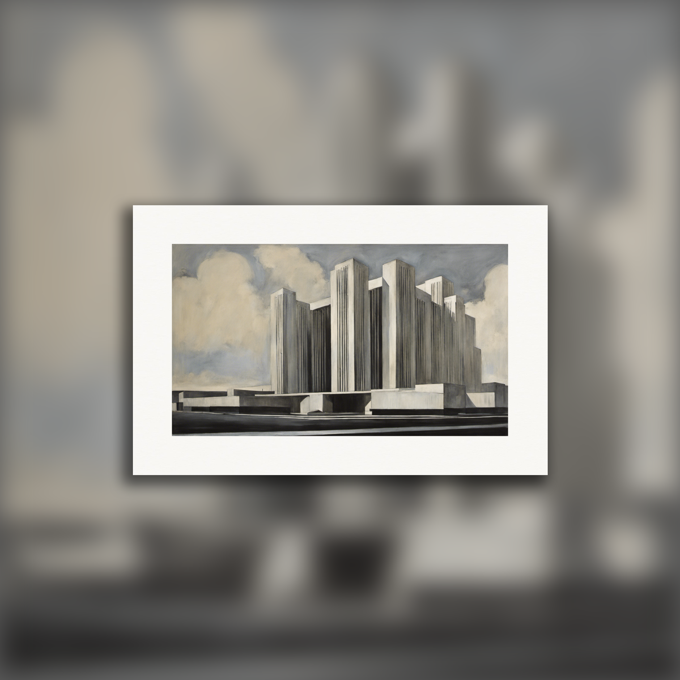 Ritratti espressionisti androgini americani dei primi del Novecento, architettura brutalista - Poster