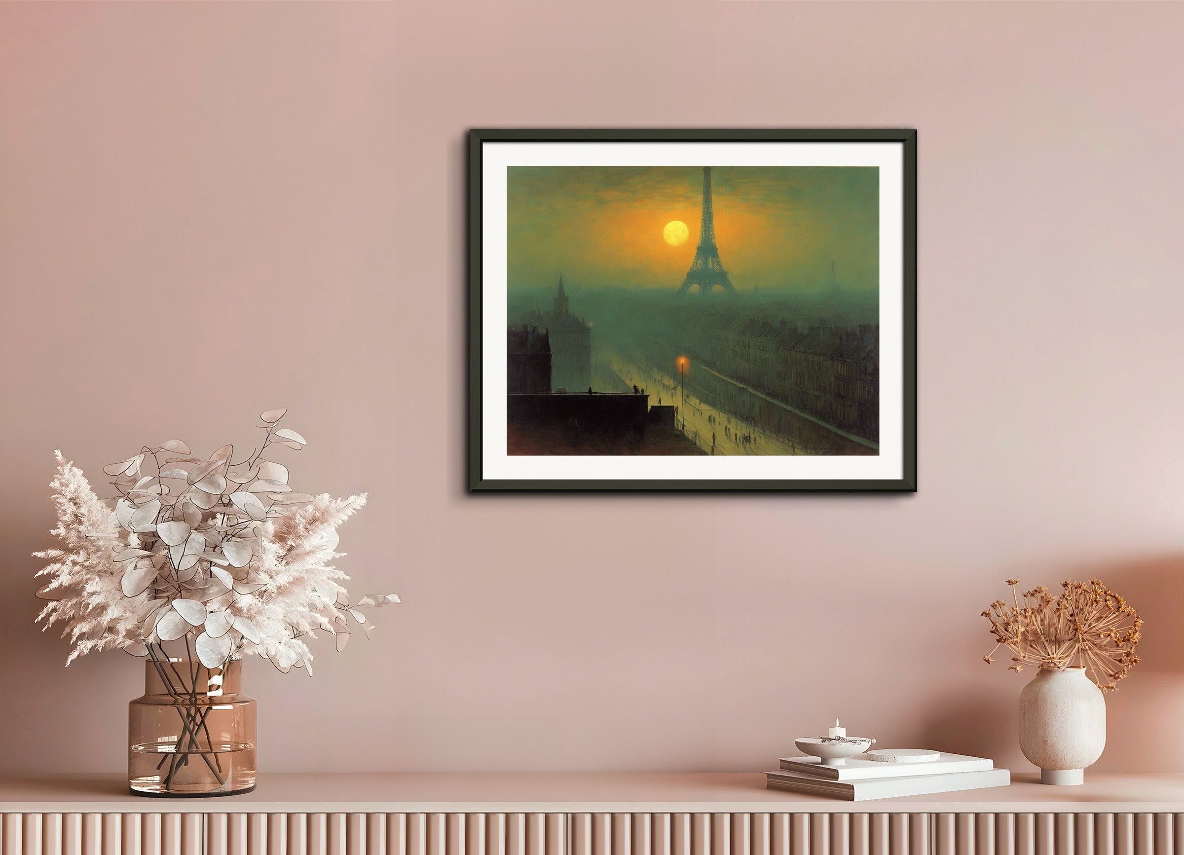 Poster with metal frame: Illustration of deinforced, atmospheric, dark and mystical band illustration,