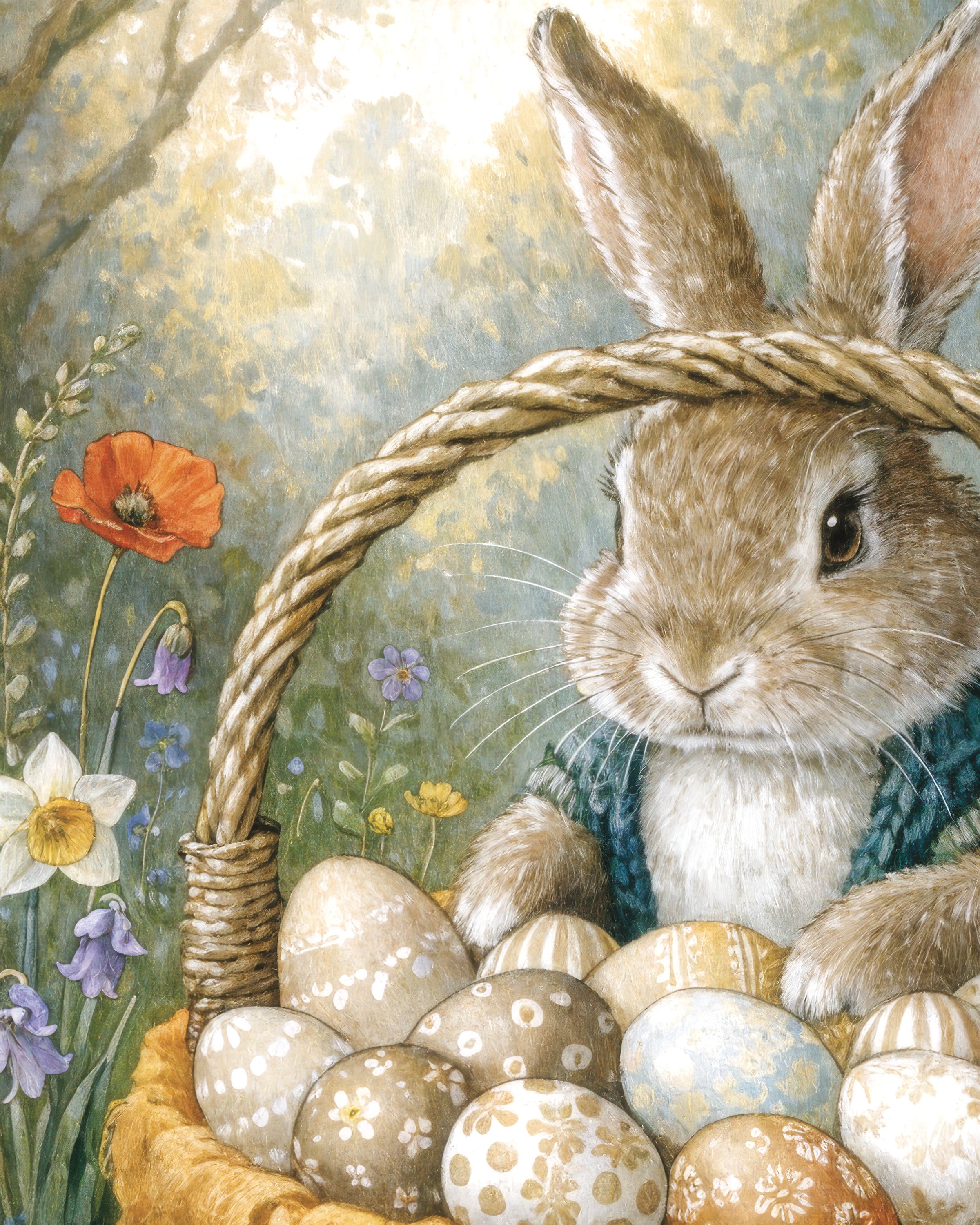 Poster Cesto con Coniglio di Pasqua e Uova Dipinte