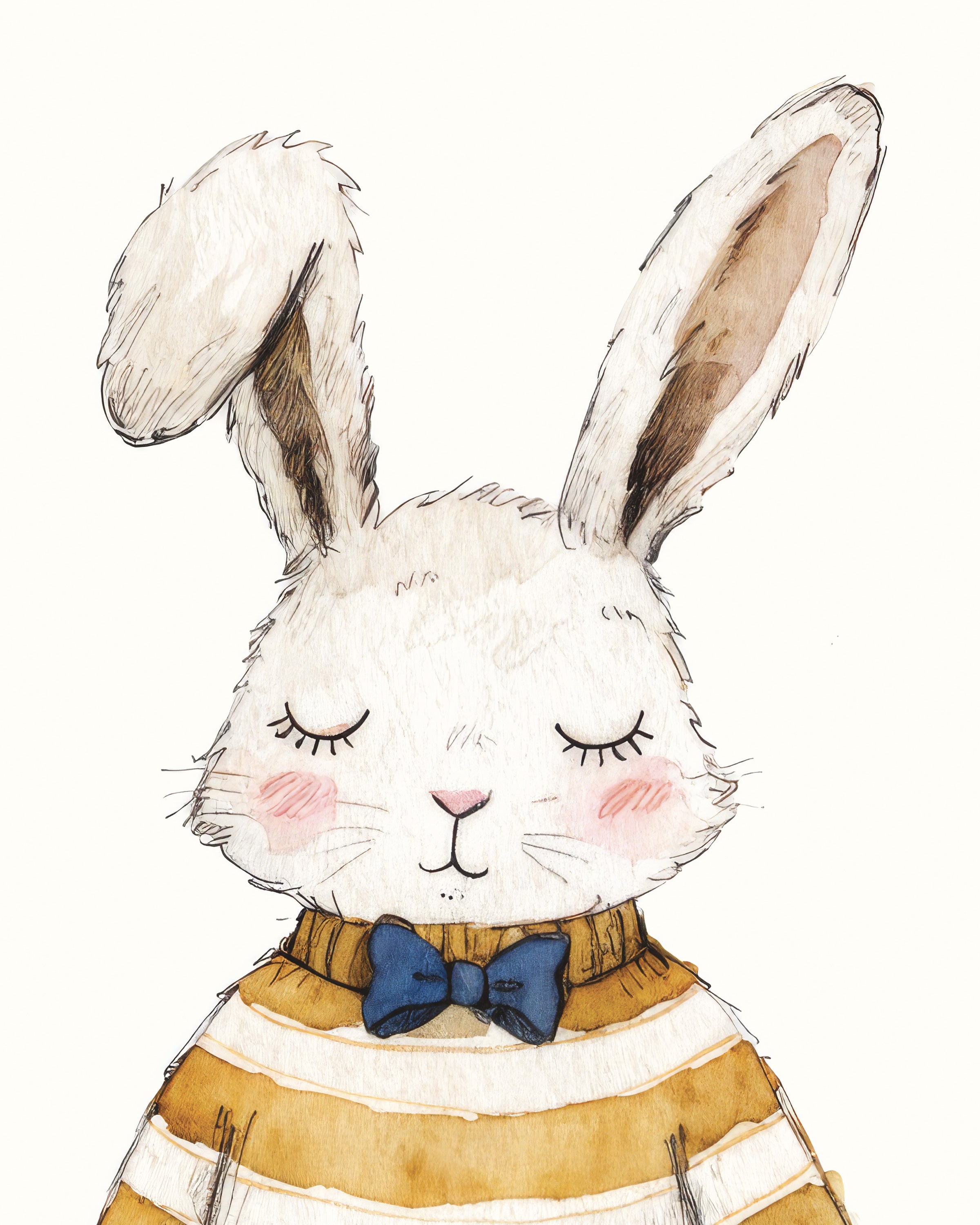 Impression artistique du lapin de Pâques avec panier - Affiche