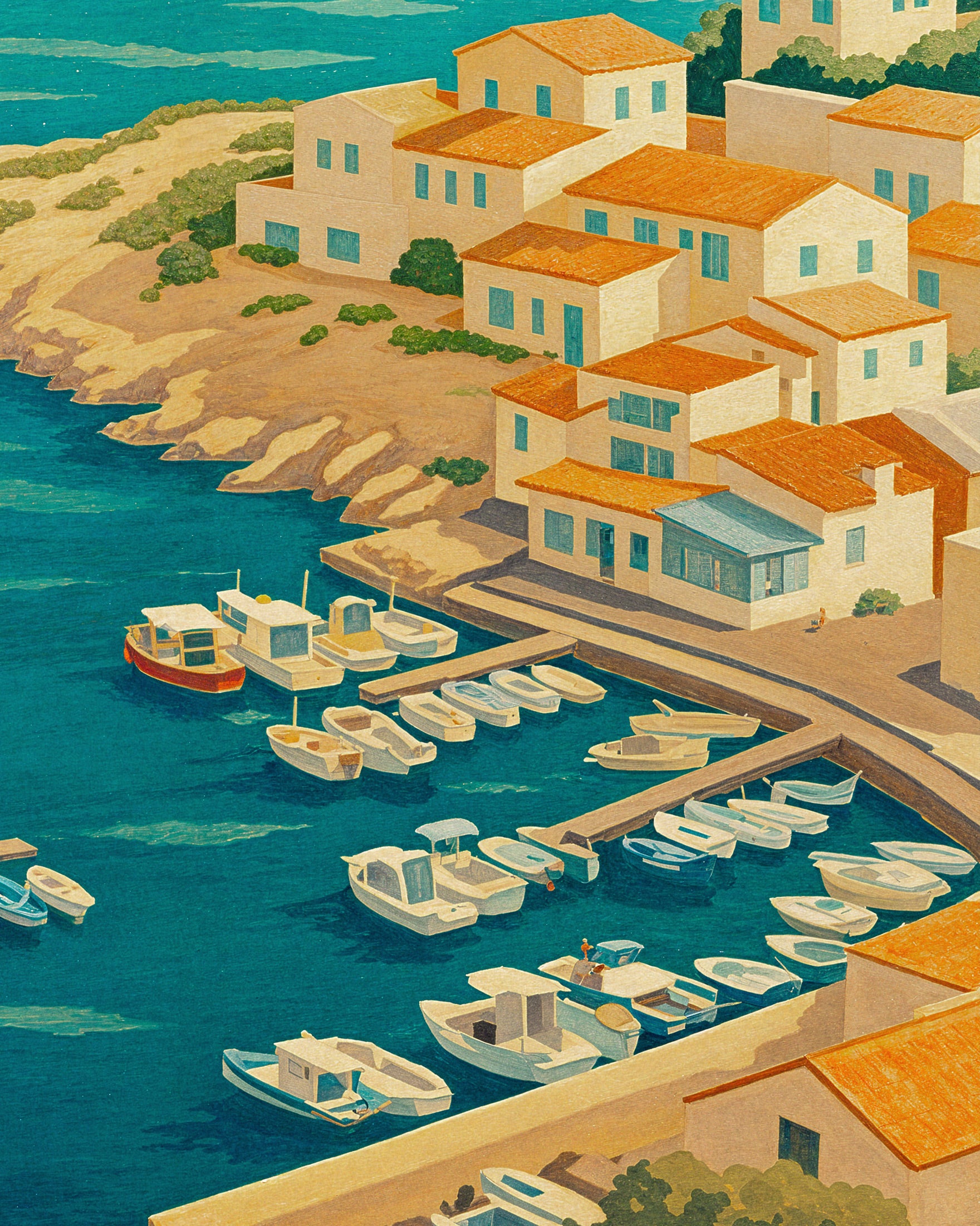 Les Goudes Marseille Reiseposter - Mediterranes Fischerdorf
