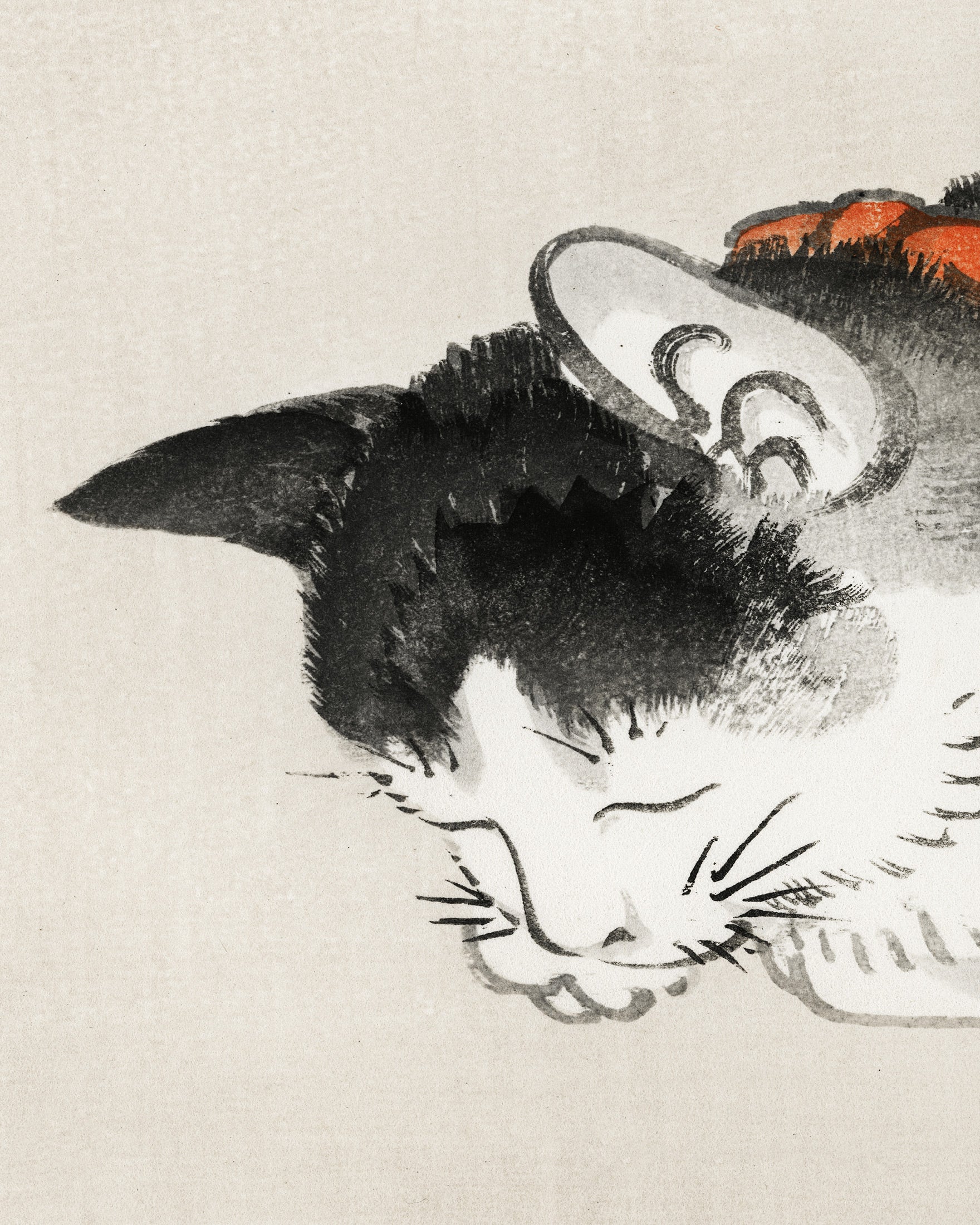 Schlafende Katze von Kōno Bairei