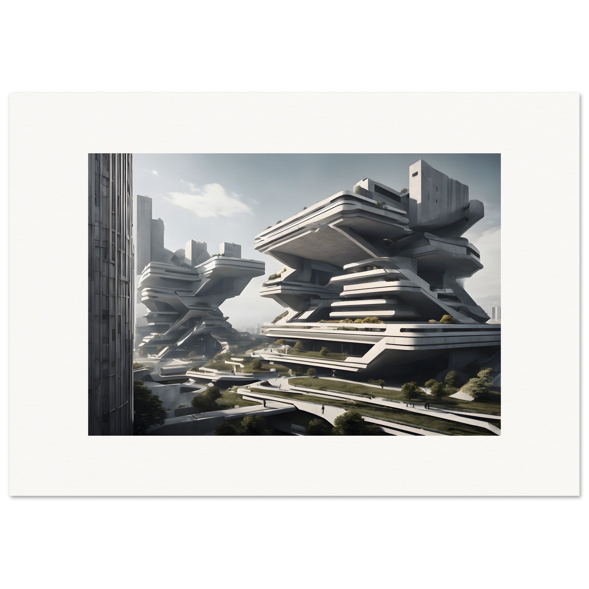 Brutalismus, futuristische Stadt - Poster