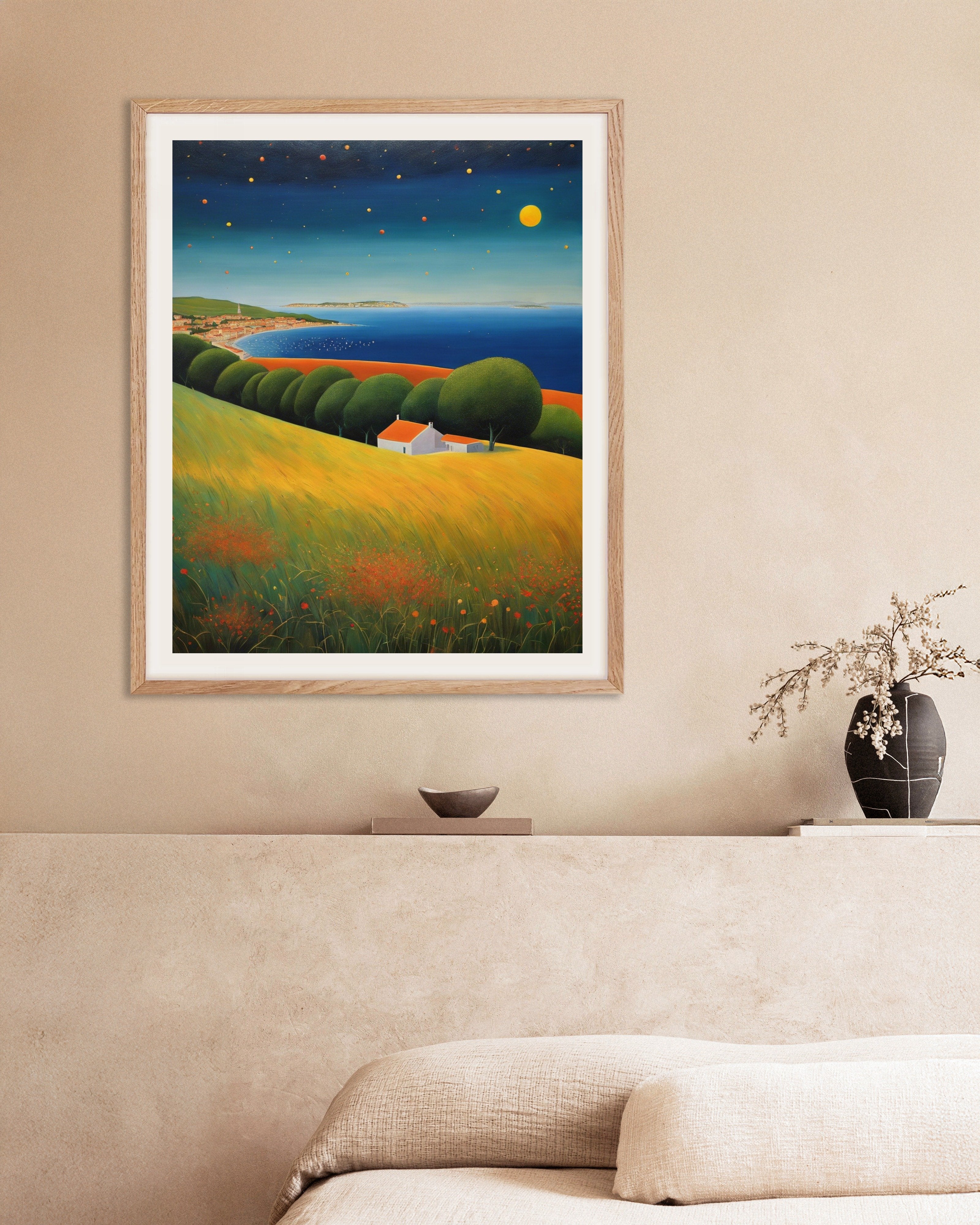 Poster of Abstract expressionism, the coast - Poster, with natural wooden frame