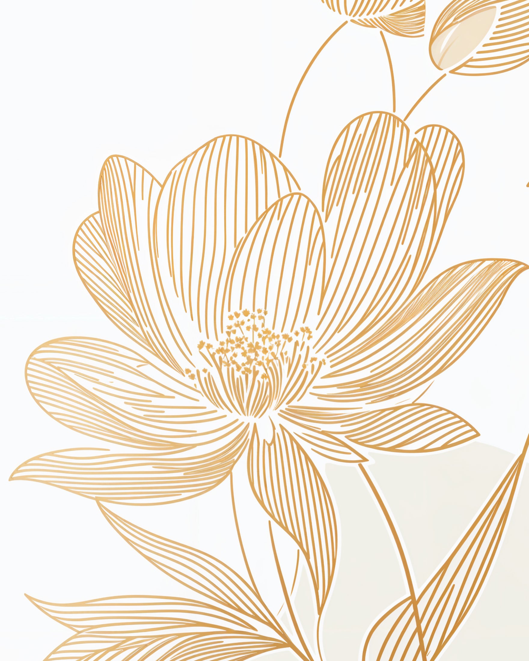 Fleurs sur fond beige clair - Affiche