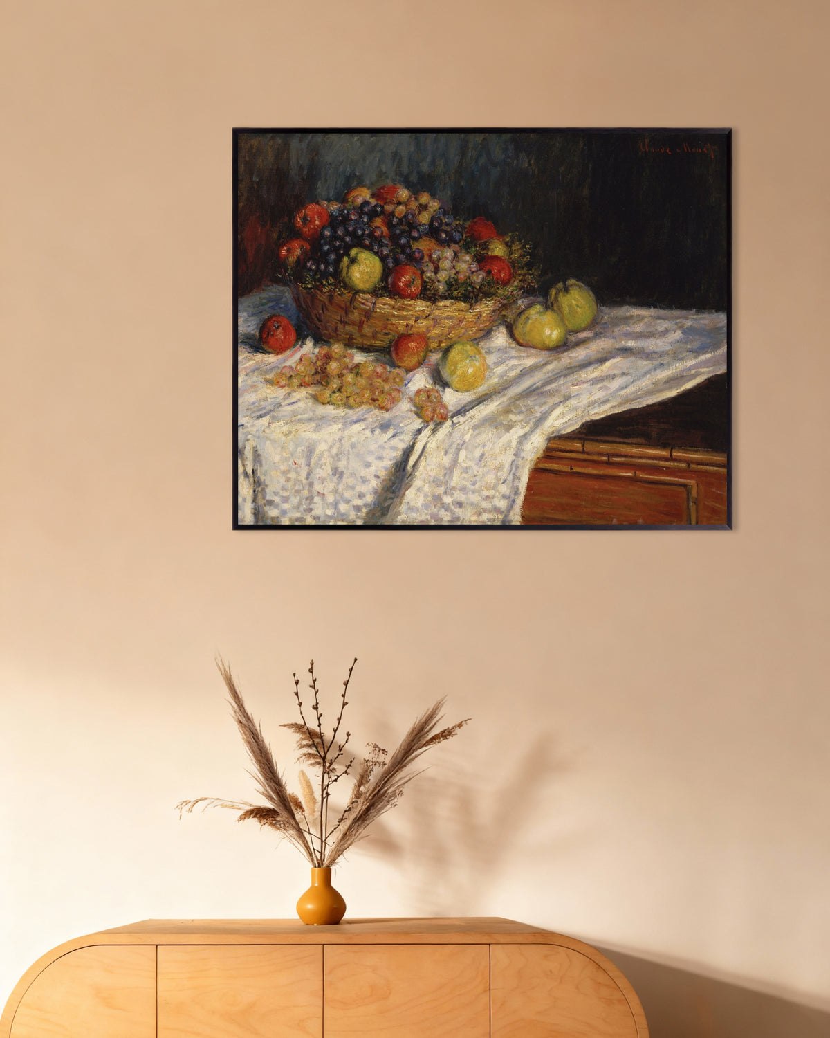 Affiche Pommes et raisins (1879–1880) de Claude Monet, avec un cadre en métal