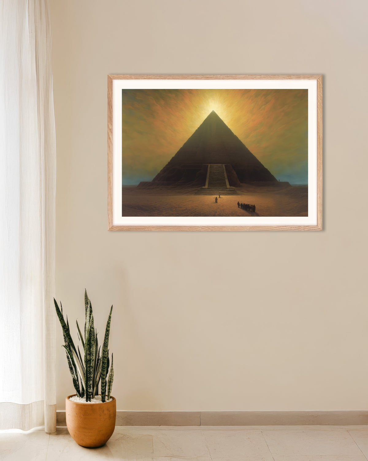 Poster di Suggestivo, oscuro e mistico, la Grande Piramide, poster con cornice in legno naturale