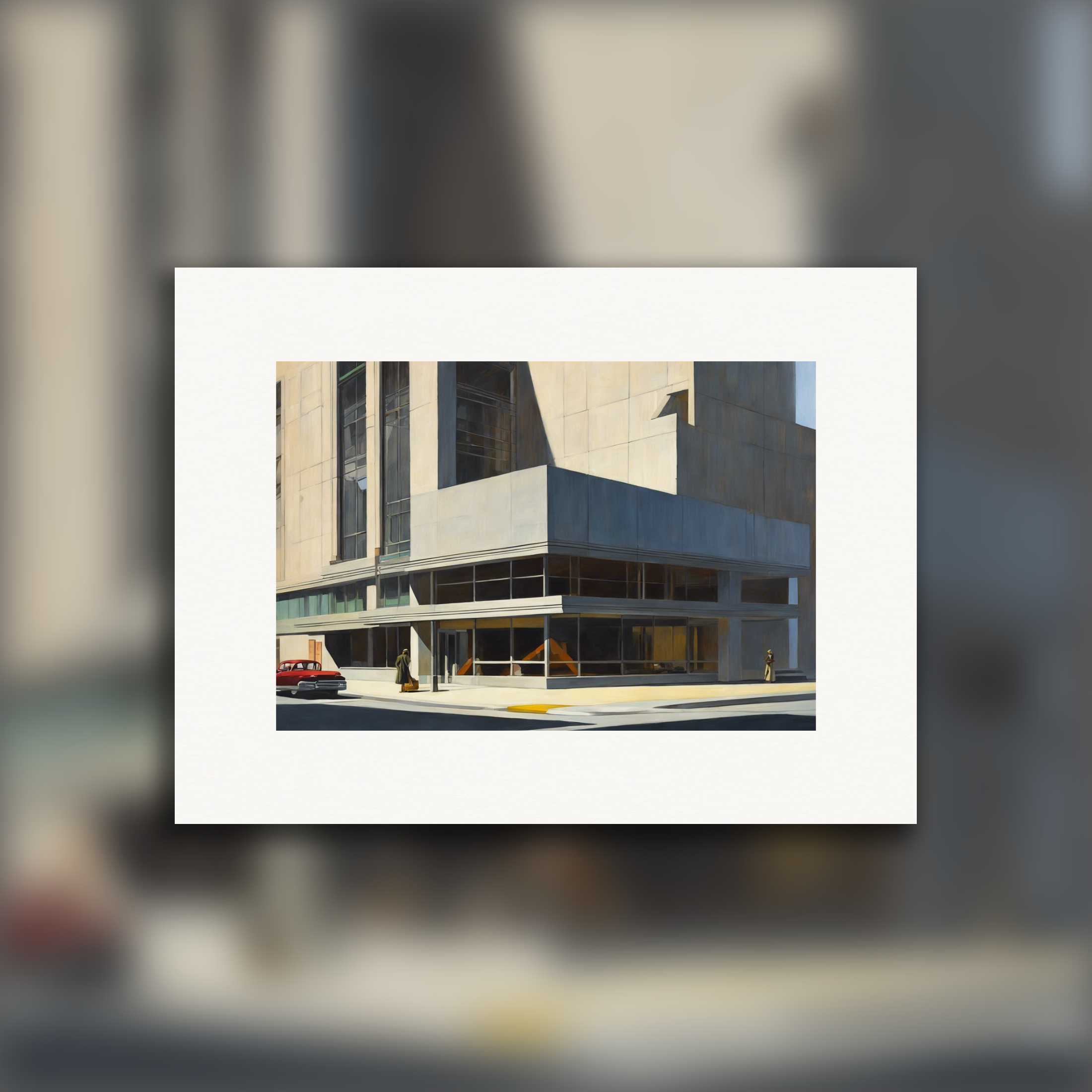 Realistisches amerikanisches Gemälde des 20. Jahrhunderts, brutalistische Architektur - poster