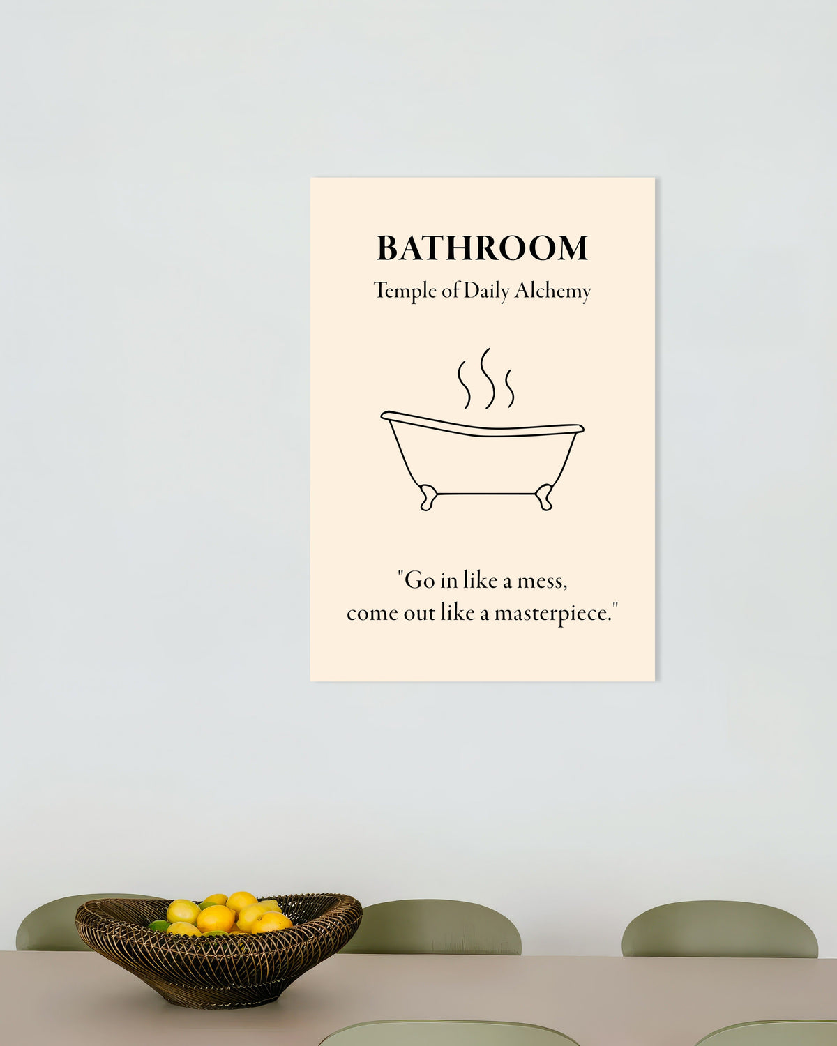 Poster de Poster Alchimie de Salle de Bain : « Entrez en bazar, sortez chef-d’œuvre »