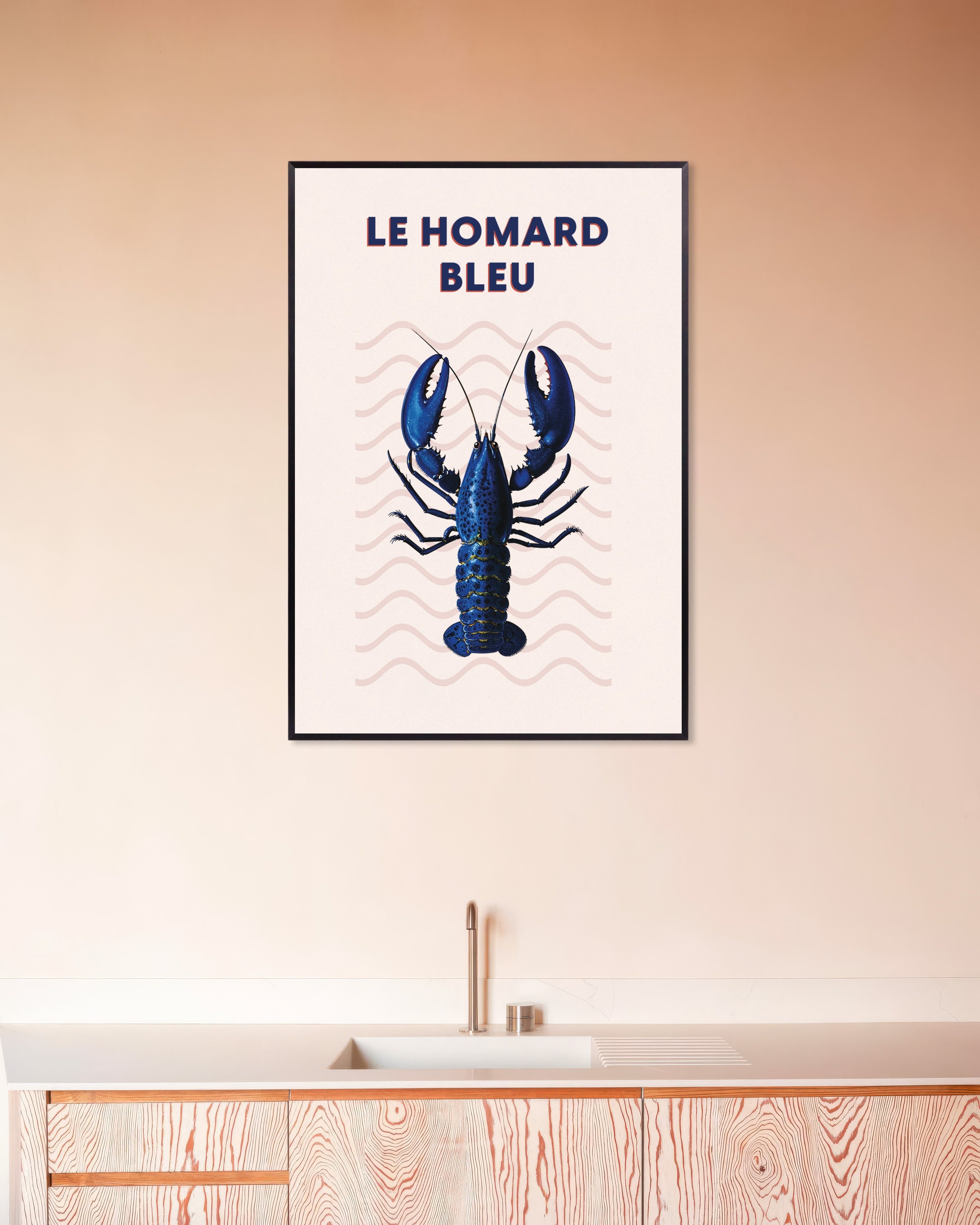 Poster of Blue Lobster Poster, with metal frame