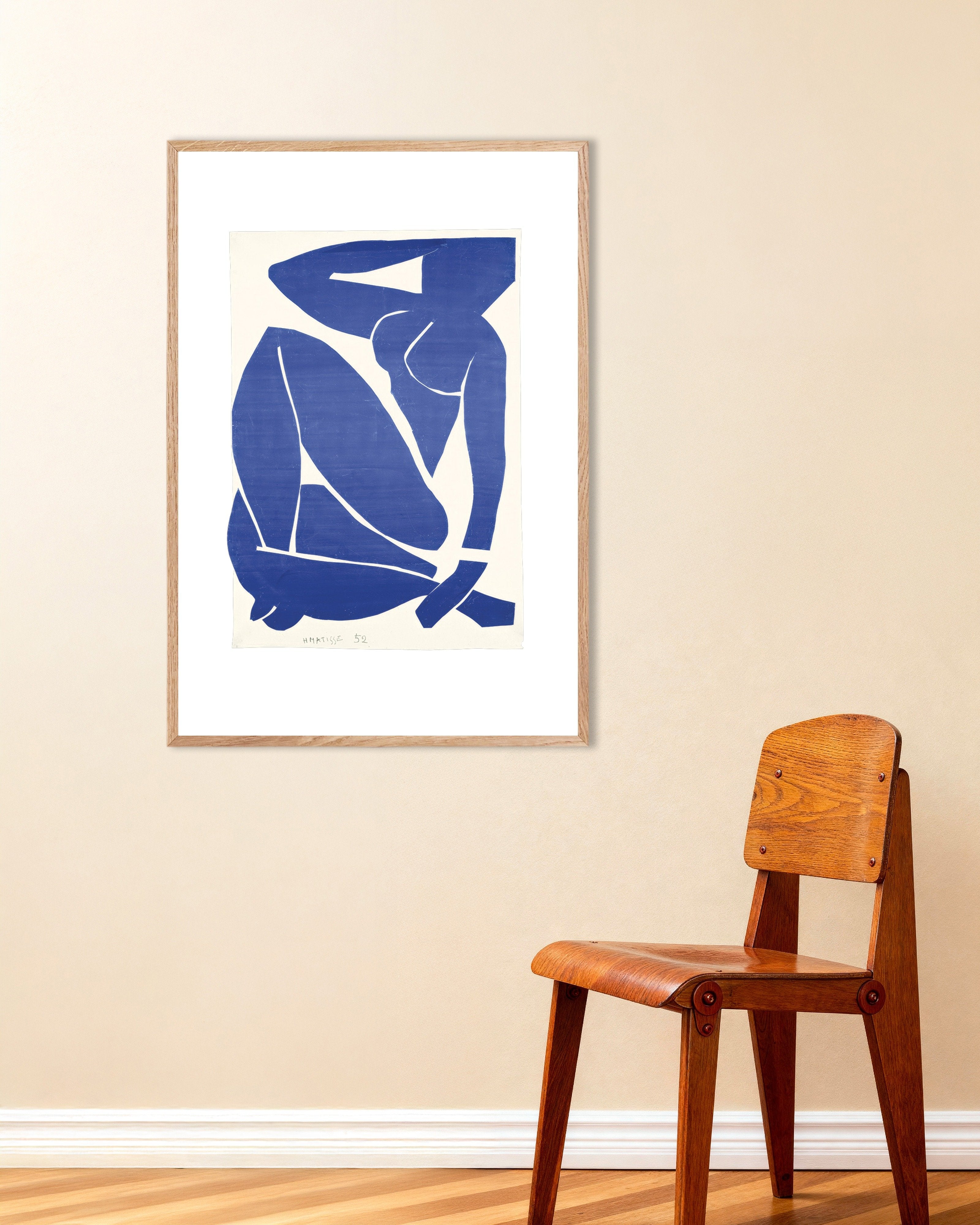 Poster of Blue Nude III (1952) by Henri Matisse - Poster, with natural wooden frame