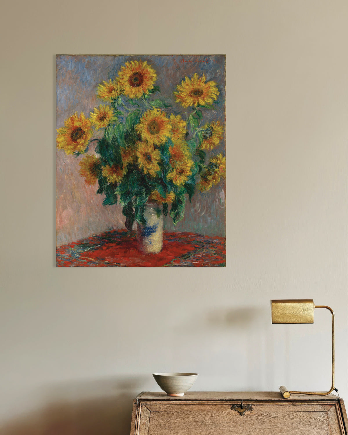 Poster Sonnenblumenstrauß (1881) von Claude Monet