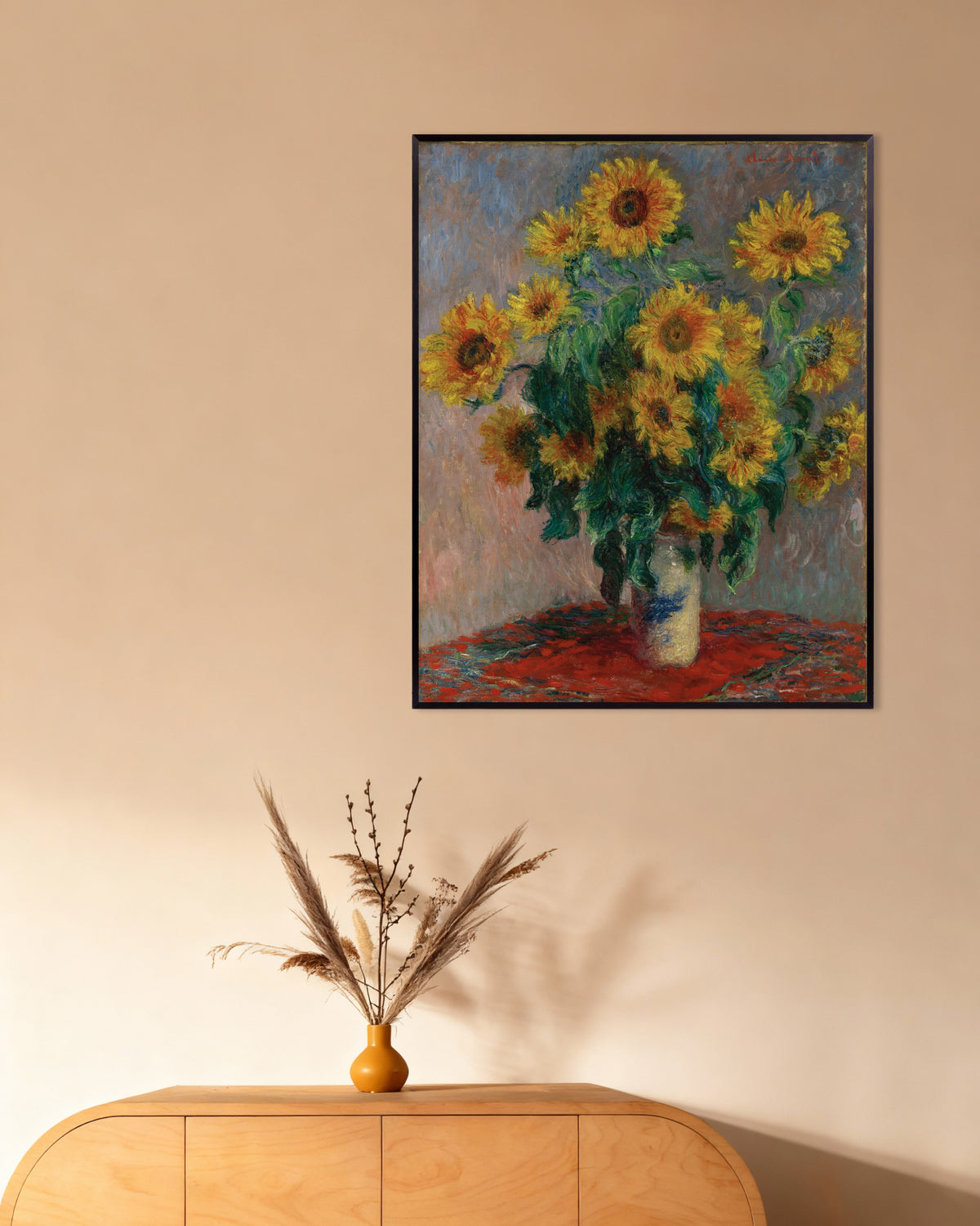 Poster Sonnenblumenstrauß (1881) von Claude Monet mit Metallrahmen