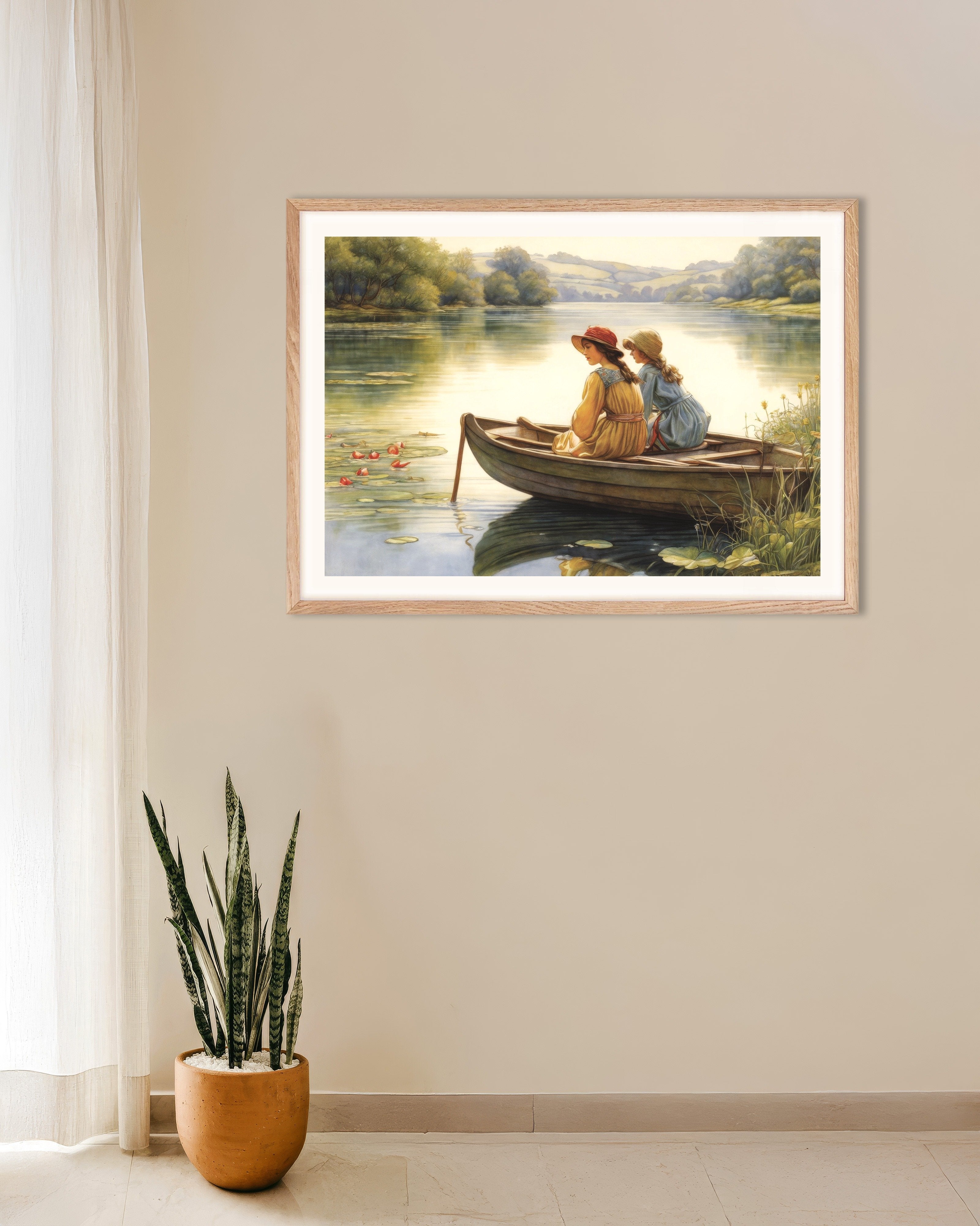 Poster of British natural and poetic illustrations, Lake - Poster, with natural wooden frame