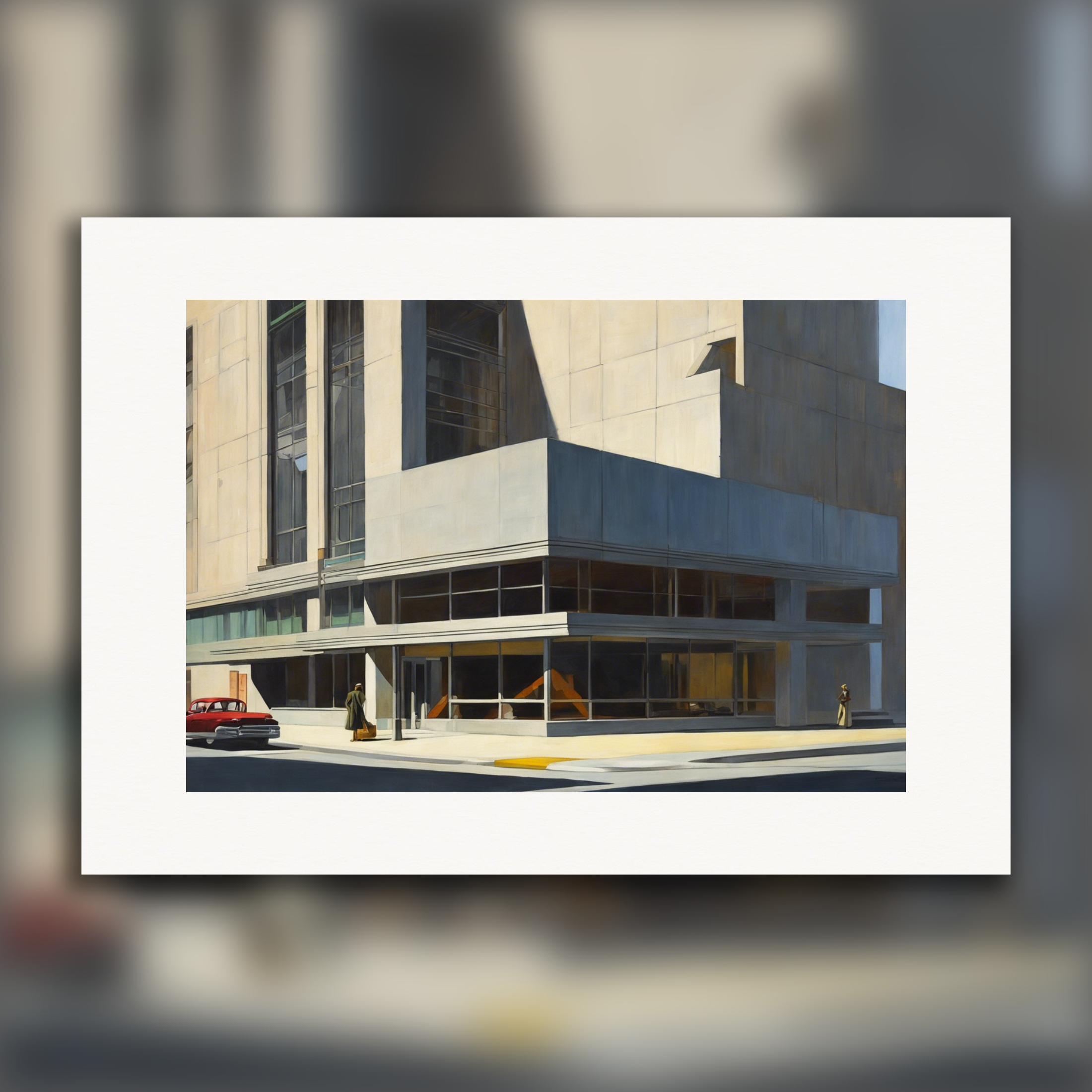 Realistisches amerikanisches Gemälde des 20. Jahrhunderts, brutalistische Architektur - poster