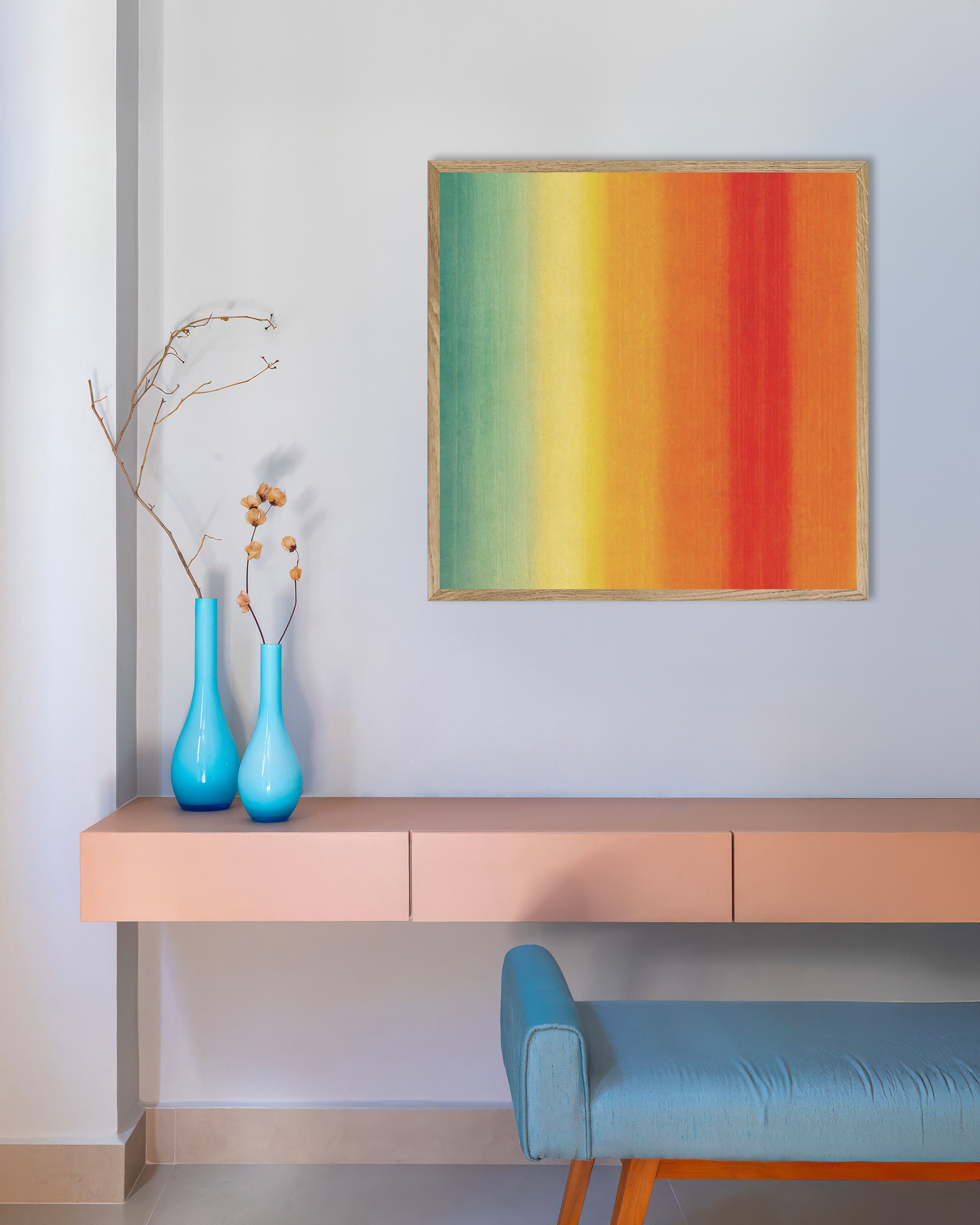 Poster of Calm Spectrum Gradient Poster, with natural wooden frame