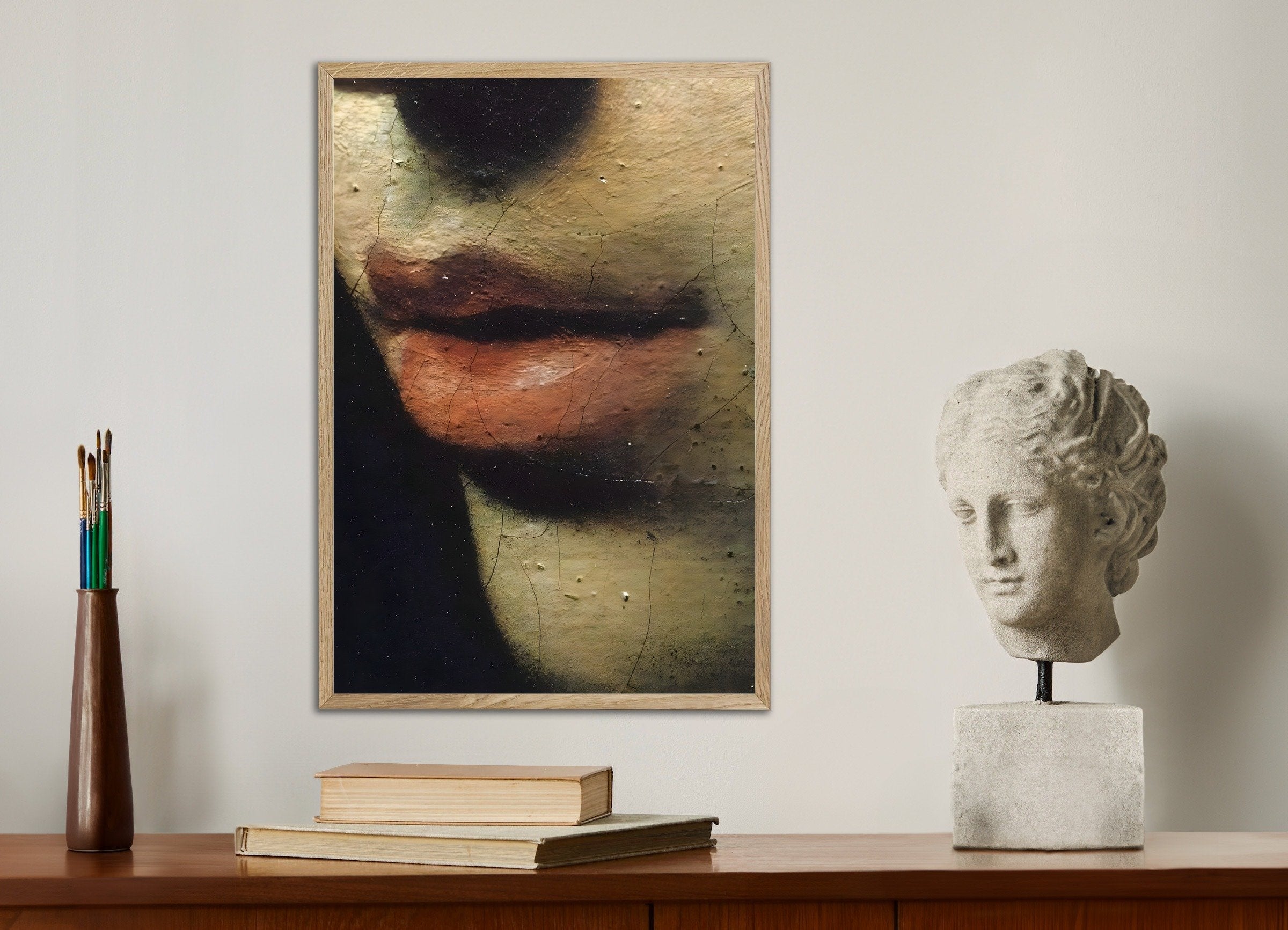 Poster of Caravaggio 2, with natural wooden frame