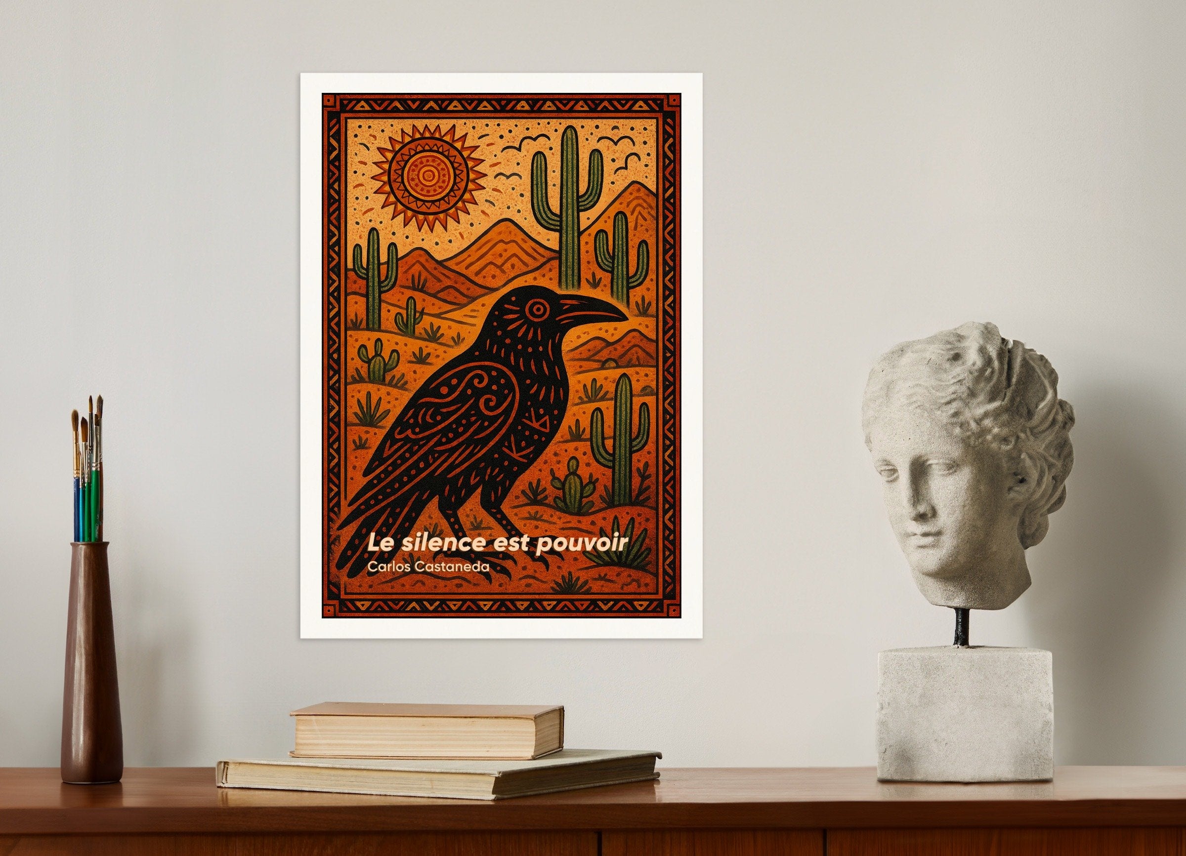 Poster of Carlos Castaneda "Power of Silence" Quote Poster