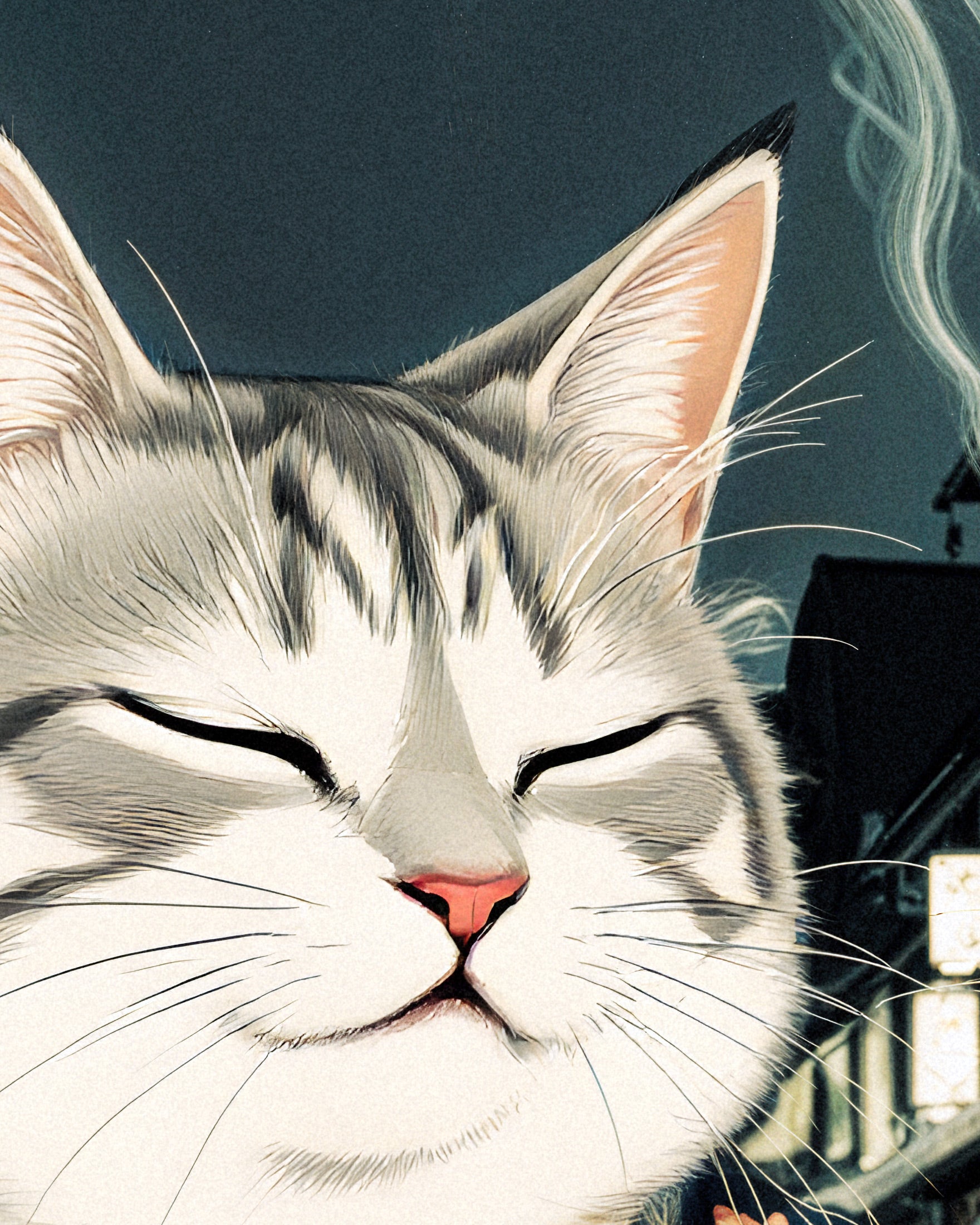 Delizioso ramen, gatto, ristorante asiatico - Poster