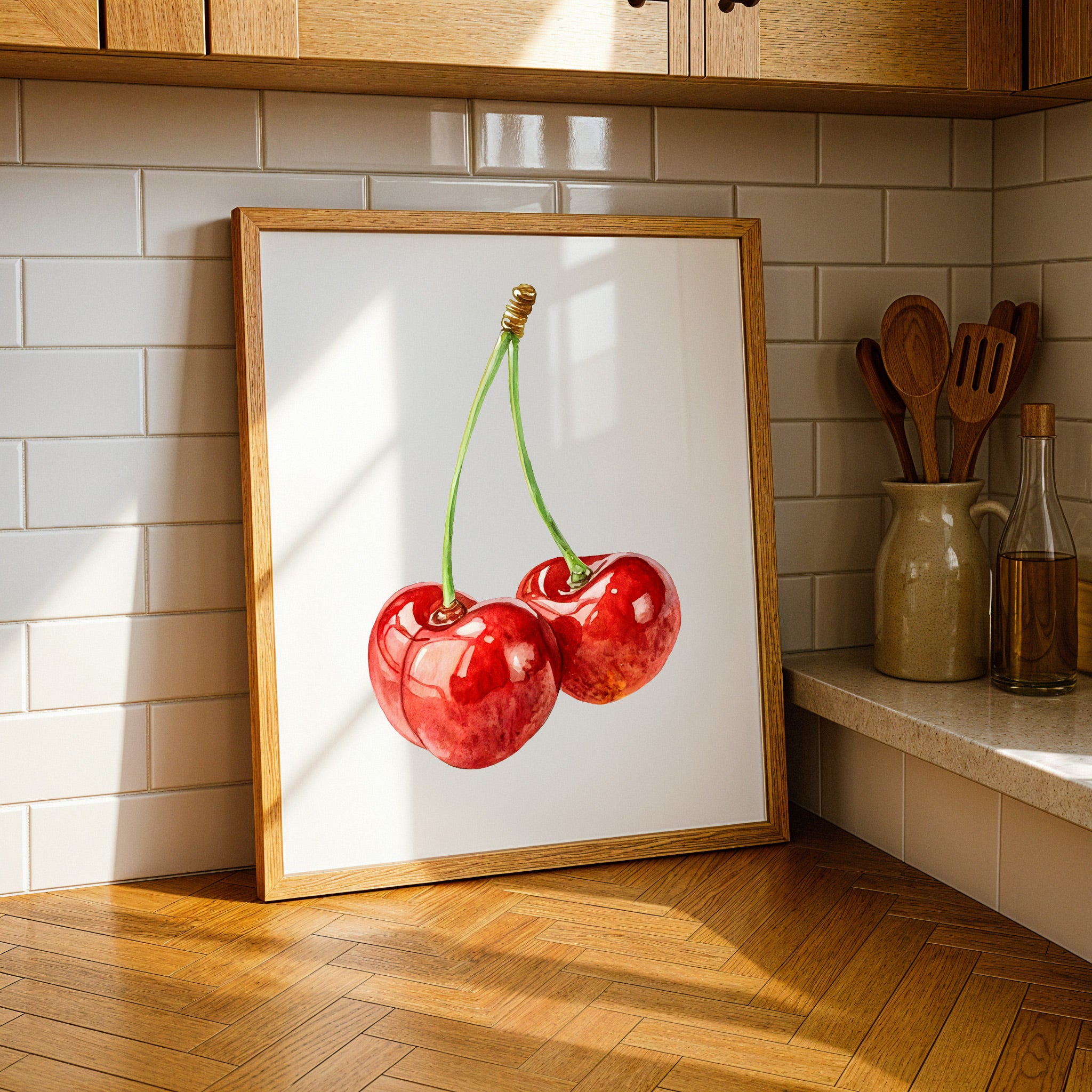 Aquarell Kirsch Plakat – Obst Wanddekor Poster