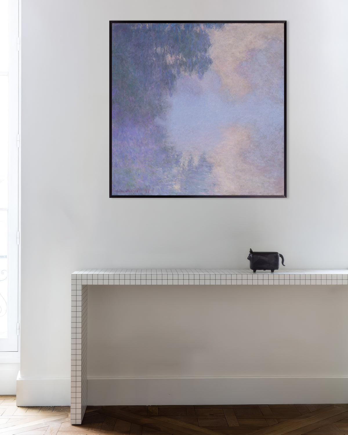 Poster Seinearm bei Giverny, Nebel (1897) von Claude Monet mit Metallrahmen