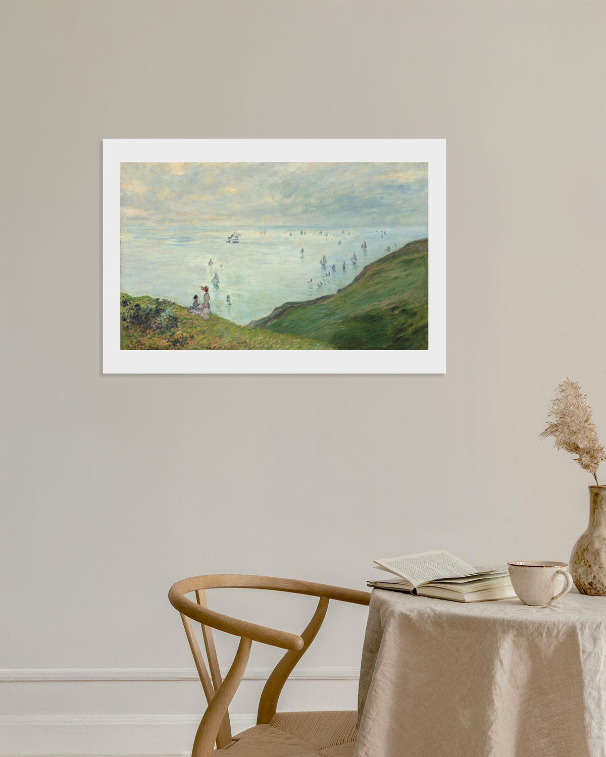 Poster Klippen bei Pourville (1882) von Claude Monet
