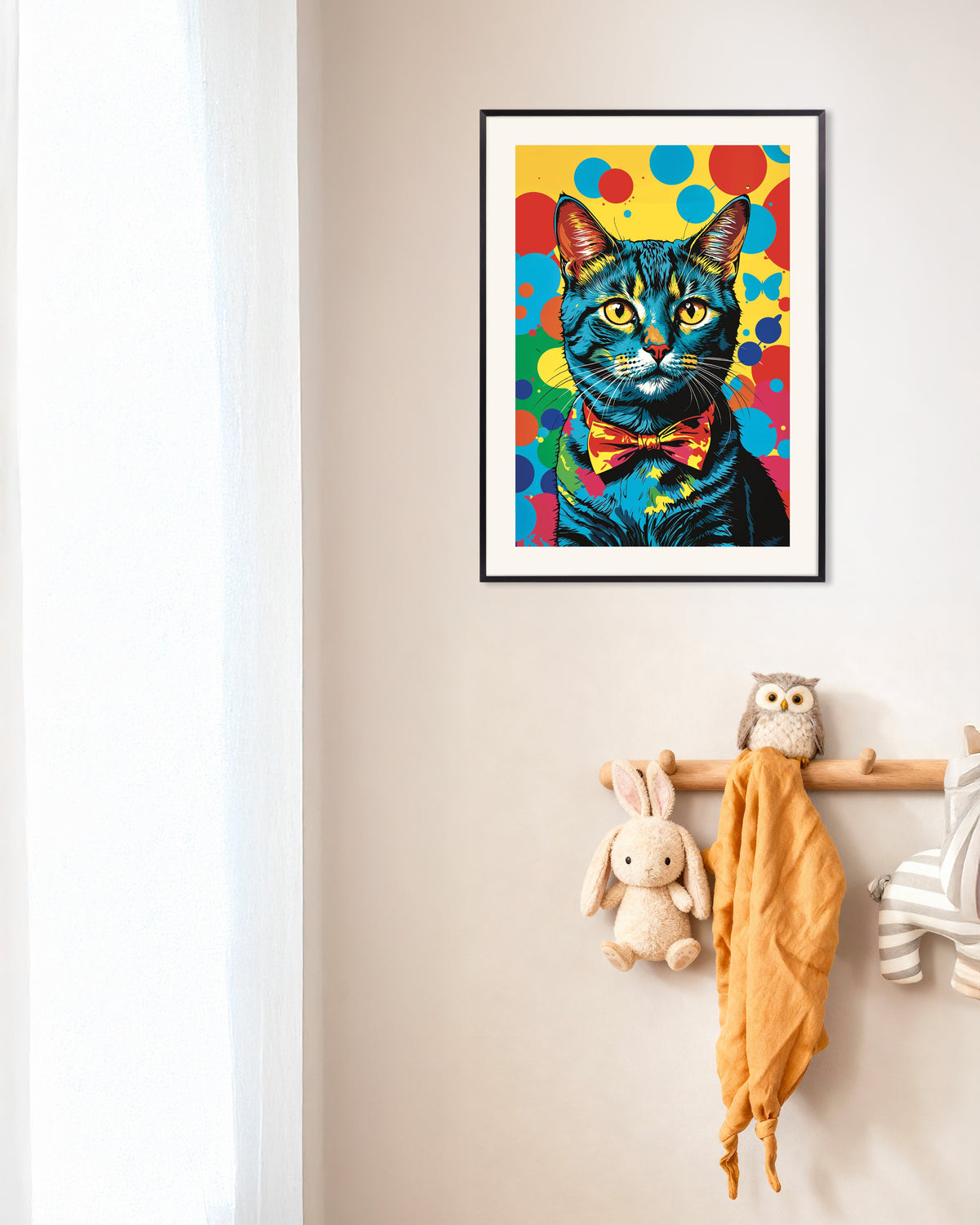 Poster di Poster con gatto colorato, con cornice in metallo