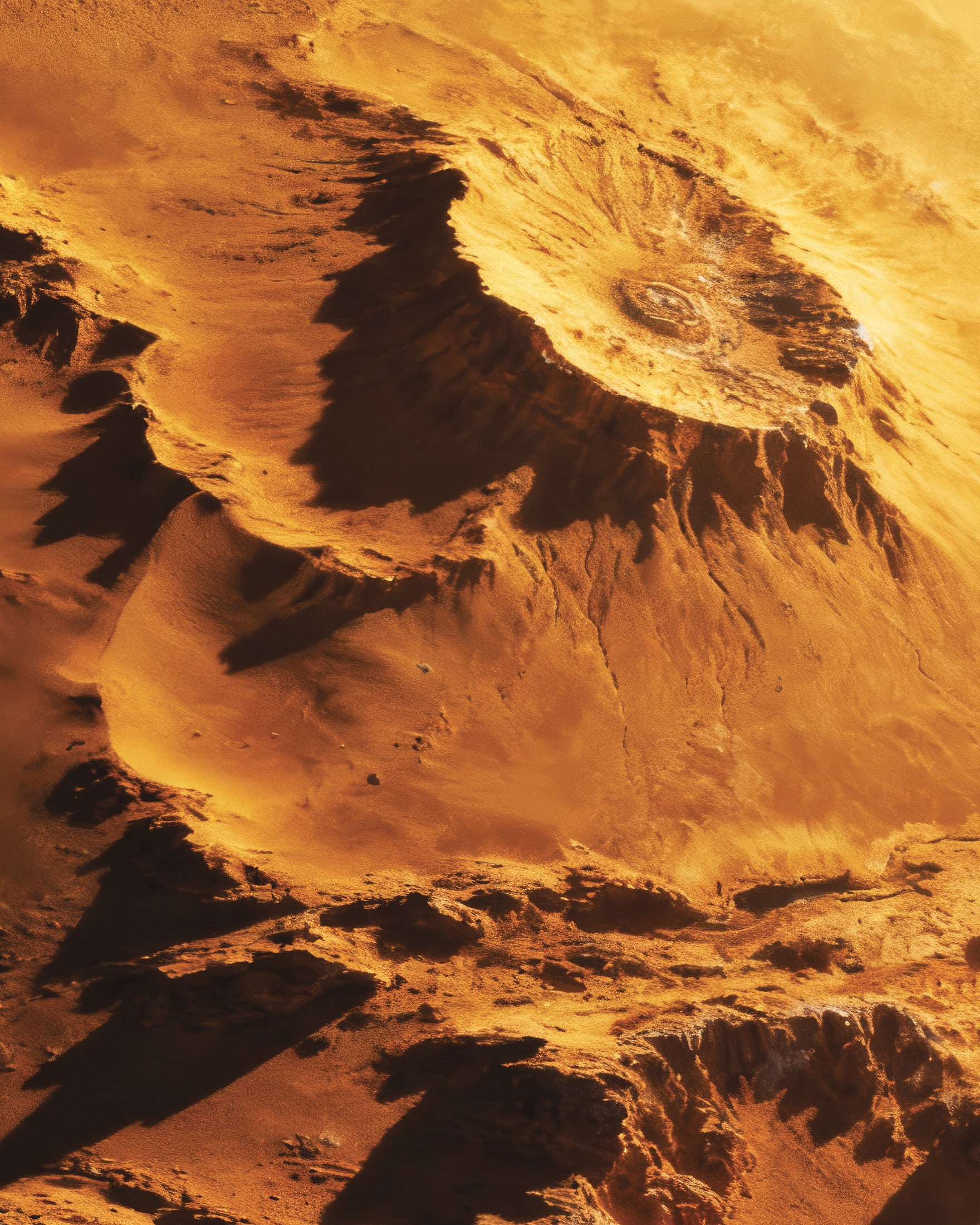 Affiche Planète Dorée, Impression Artistique Monde Désertique de Science-Fiction