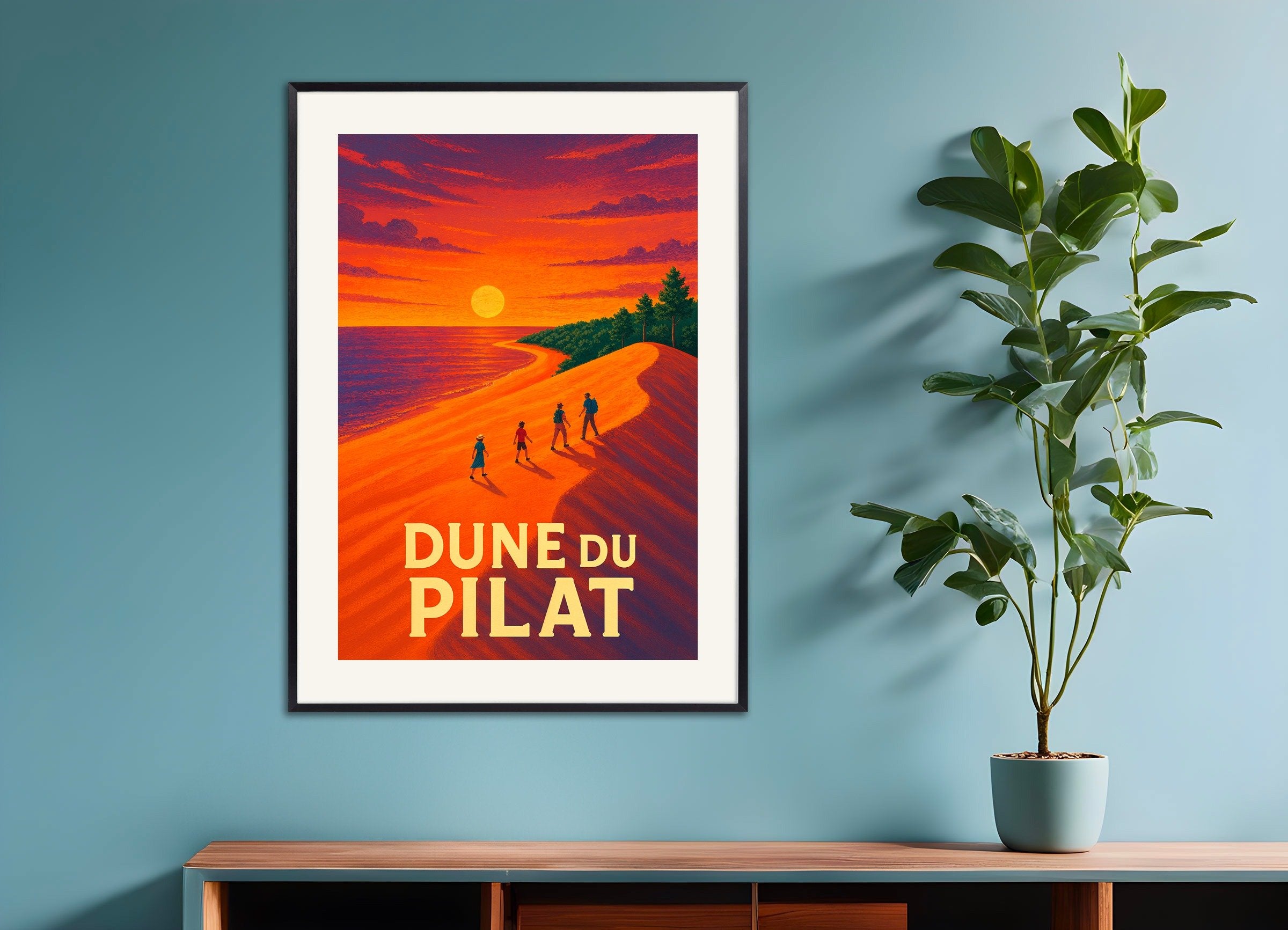 Poster of Dune of Pilat 02, Sunset - Poster, with metal frame