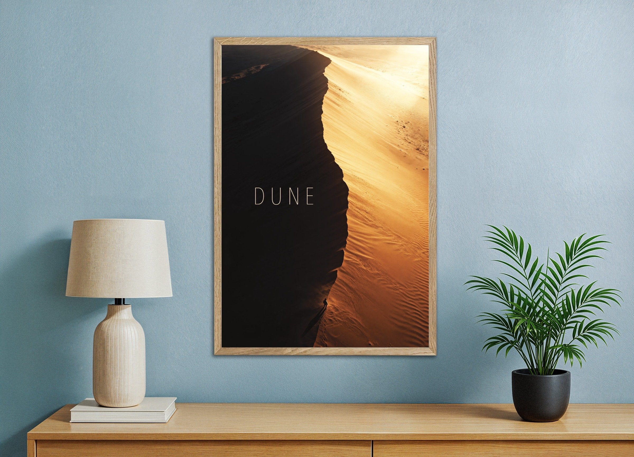 Poster of Dune Ridge Poster, Desert Horizon Art Print, with natural wooden frame