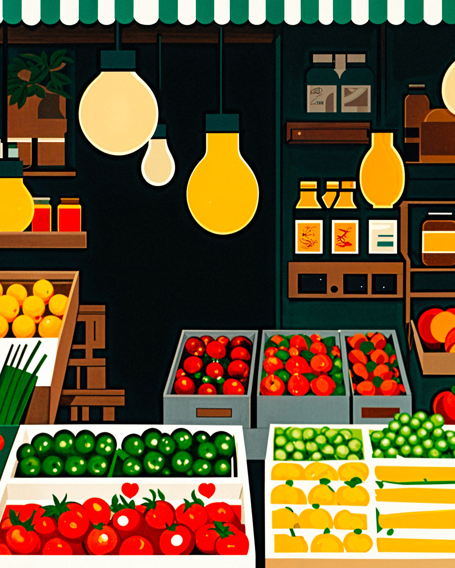 Lebensmittelgeschäft, Früchte und Gemüse - Poster