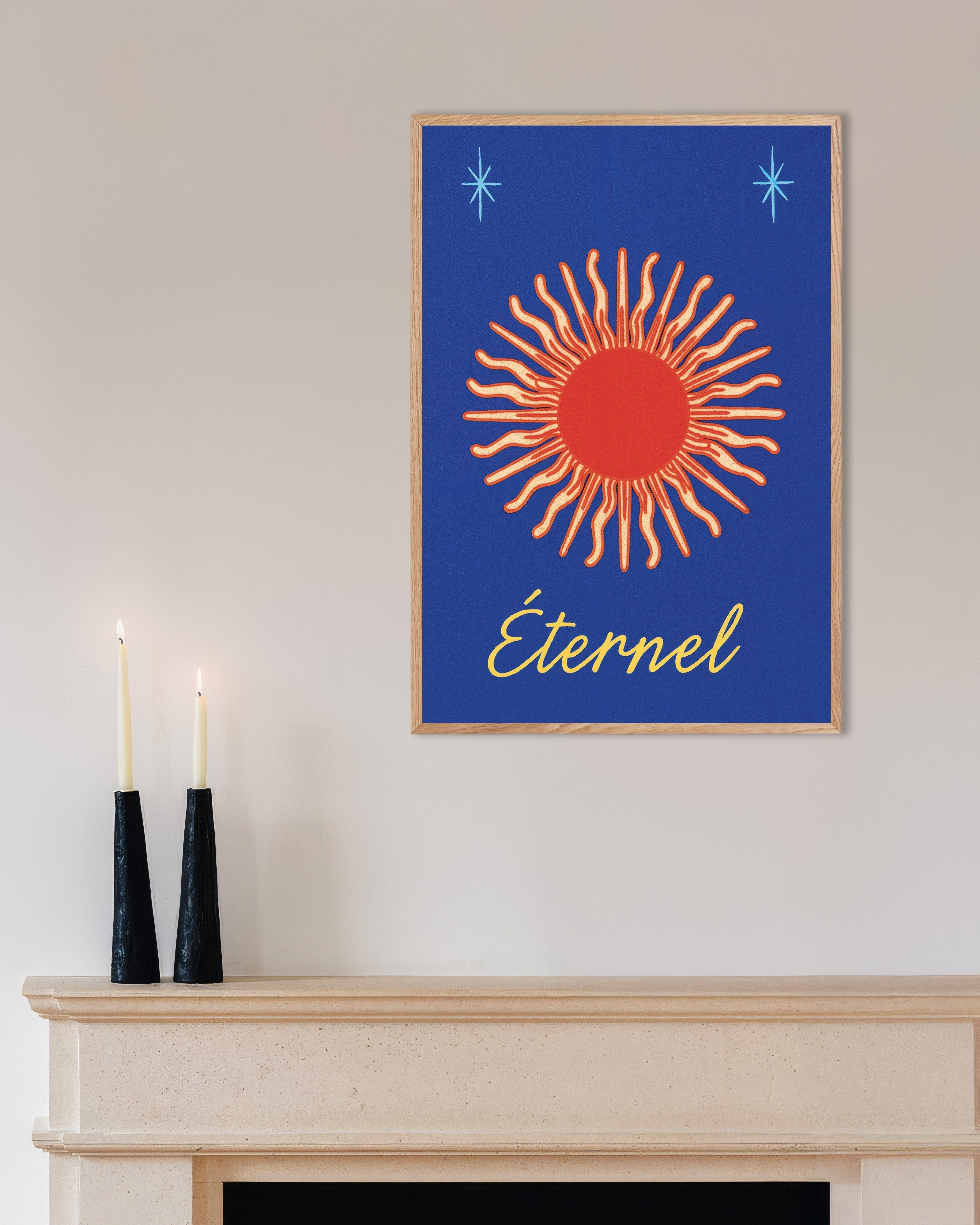 Poster of Éternel - Sun Poster, with natural wooden frame