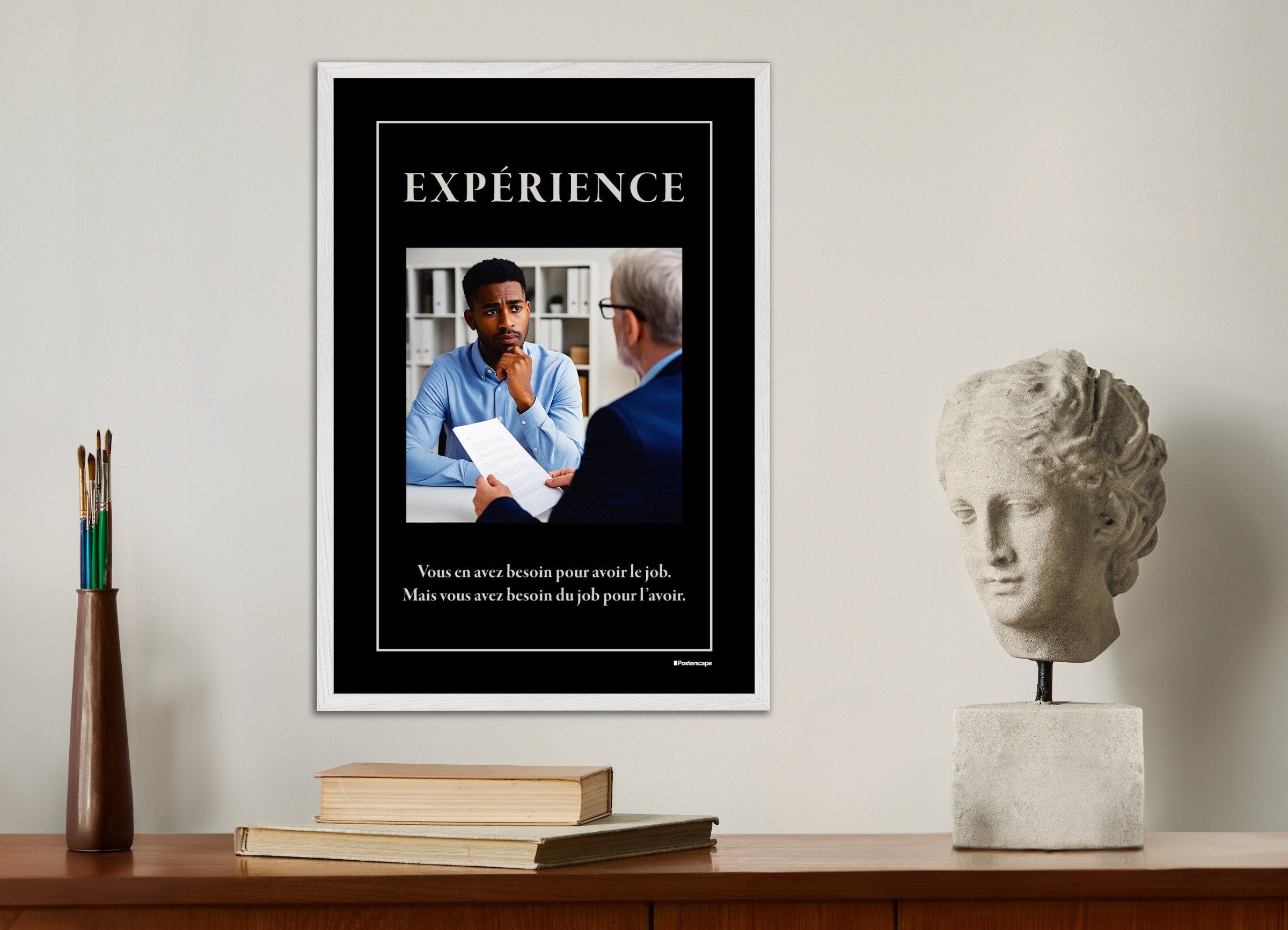 Poster of Experience - Demotivational Poster, with white wooden frame