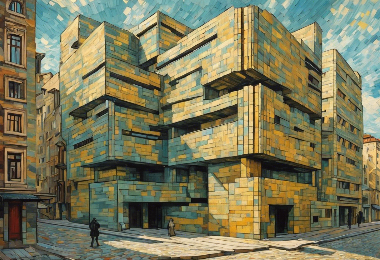 Dipinto che cattura la turbolenza appassionata della natura e dell'emozione umana, Architettura - Poster