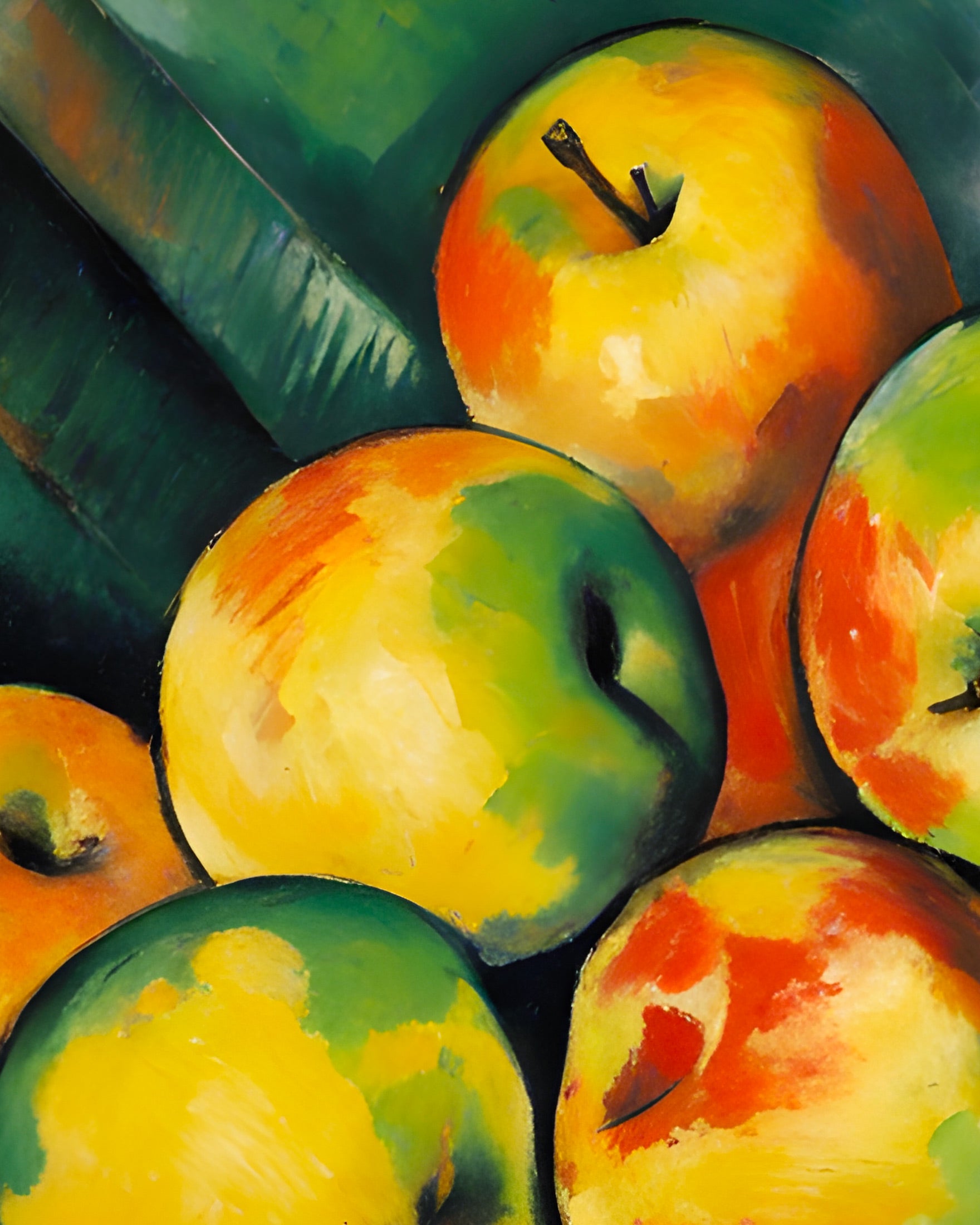 Fauvisme, corbeille de pommes - Affiche