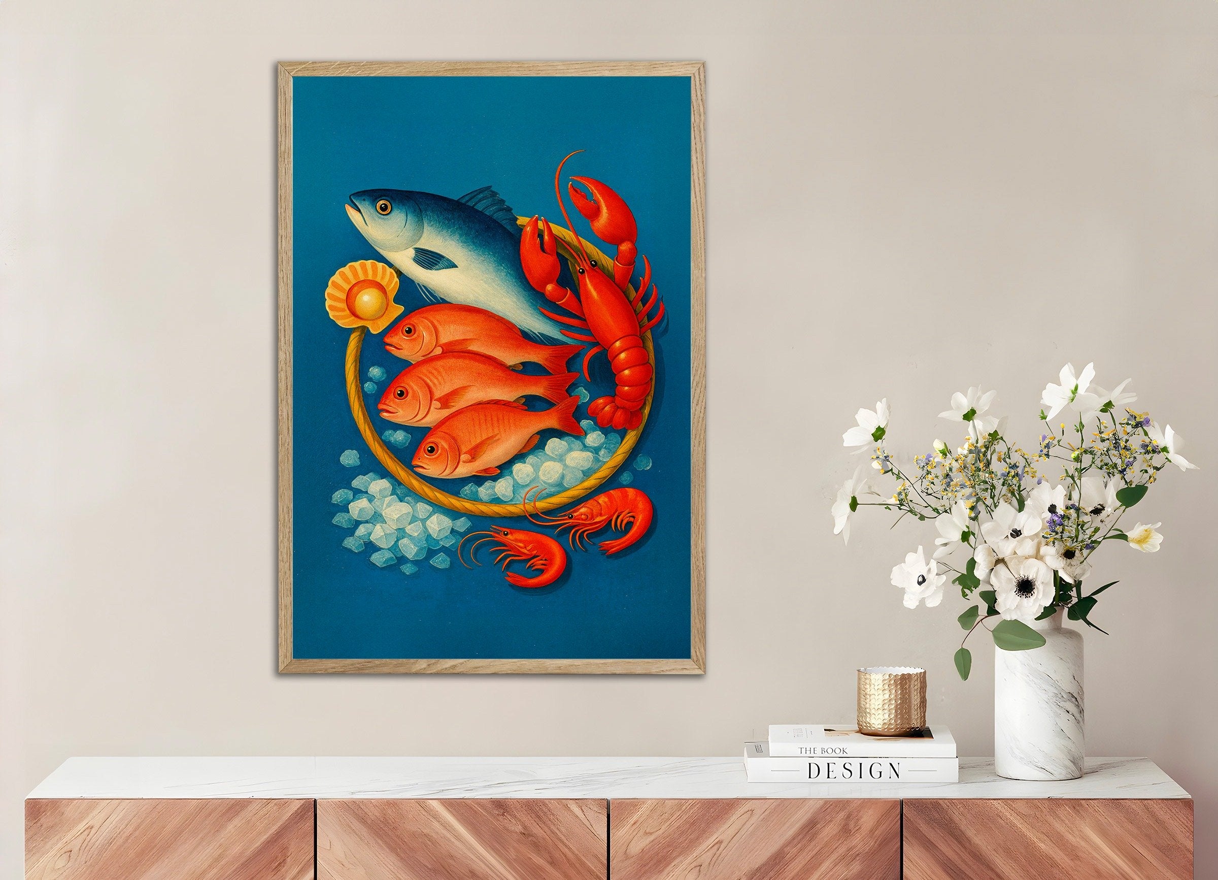 Poster of Fish Poster, with natural wooden frame