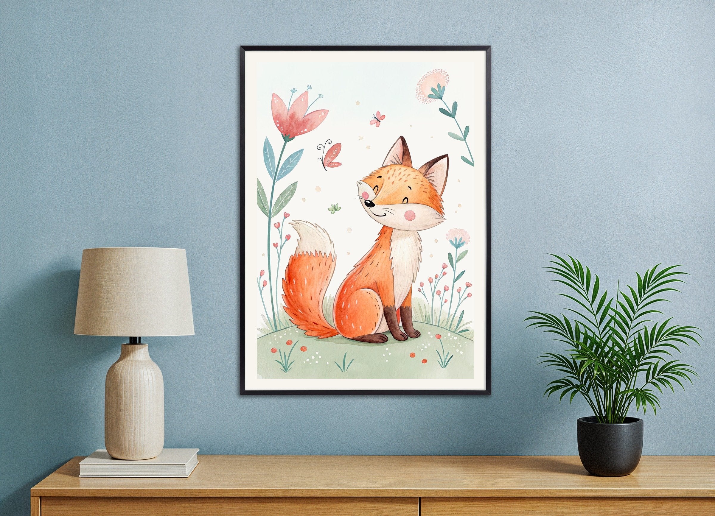 Poster of Fox Poster - Woodland Nursery Wall Art, with metal frame