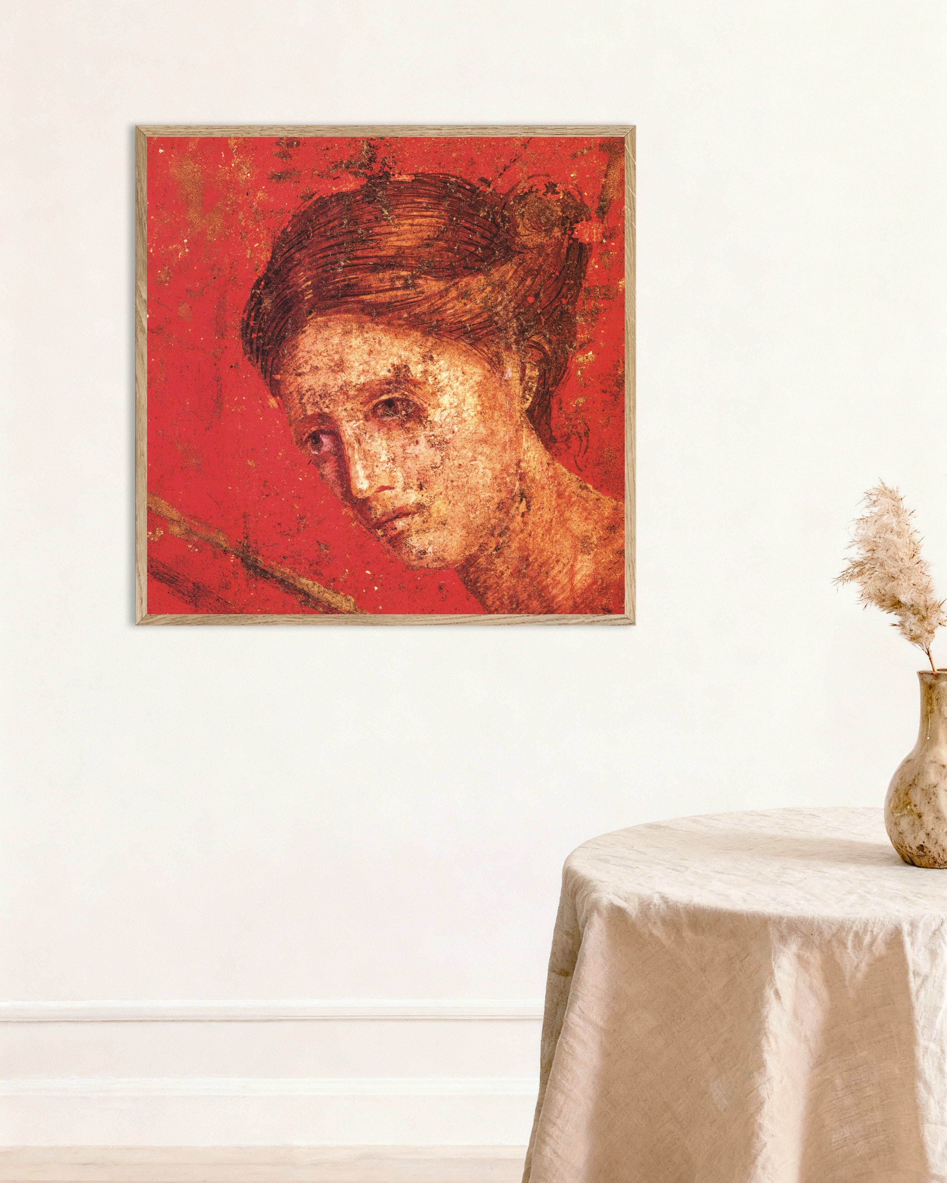 Poster of Fresco detail from the Villa dei Misteri in Pompeii Poster, with natural wooden frame