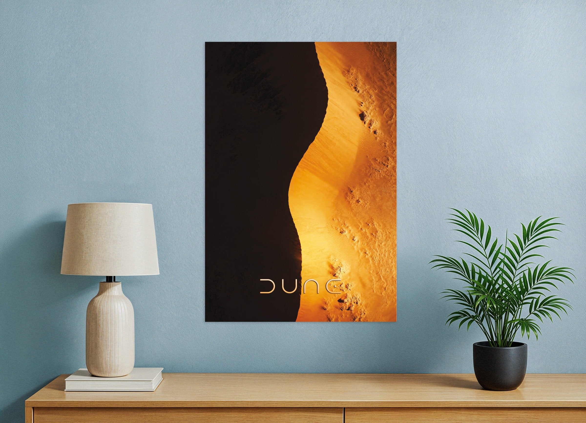 Poster of Golden Dune Curve Poster, Desert Shadow Art Print