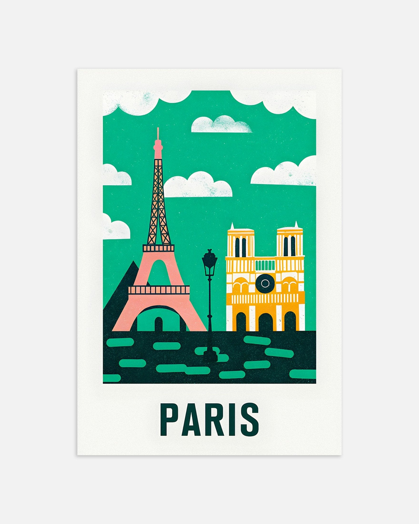 Poster of Graphic Modern Illustration of the Eiffel Tower & Notre-Dame - Paris Poster, thumbnail