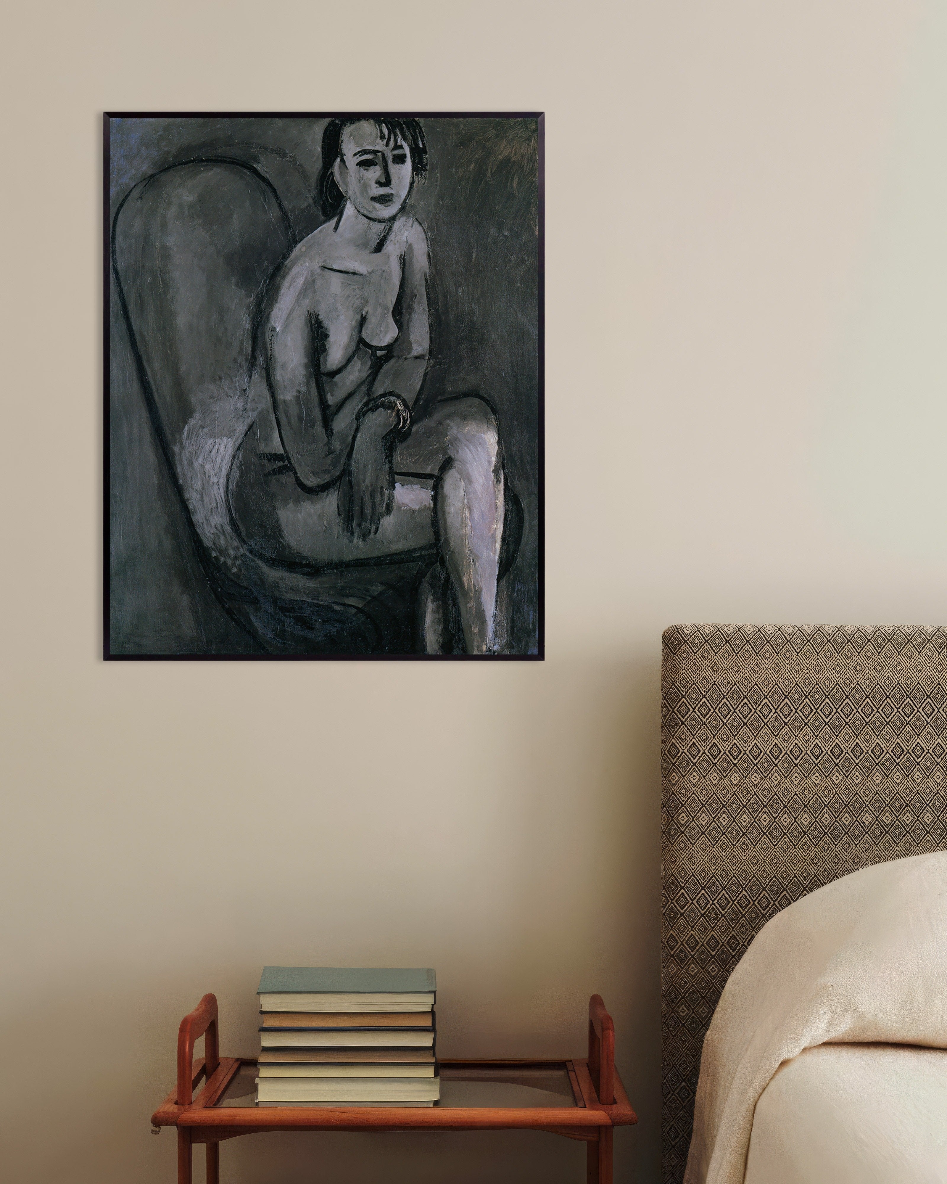 Poster of Grey nude with bracelet (1913) by Henri Matisse, with metal frame