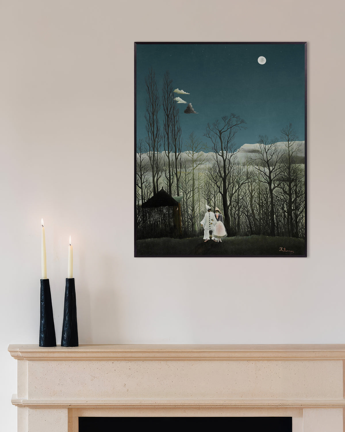 Poster de Henri Rousseau, Un soir de carnaval (détail), avec un cadre en métal