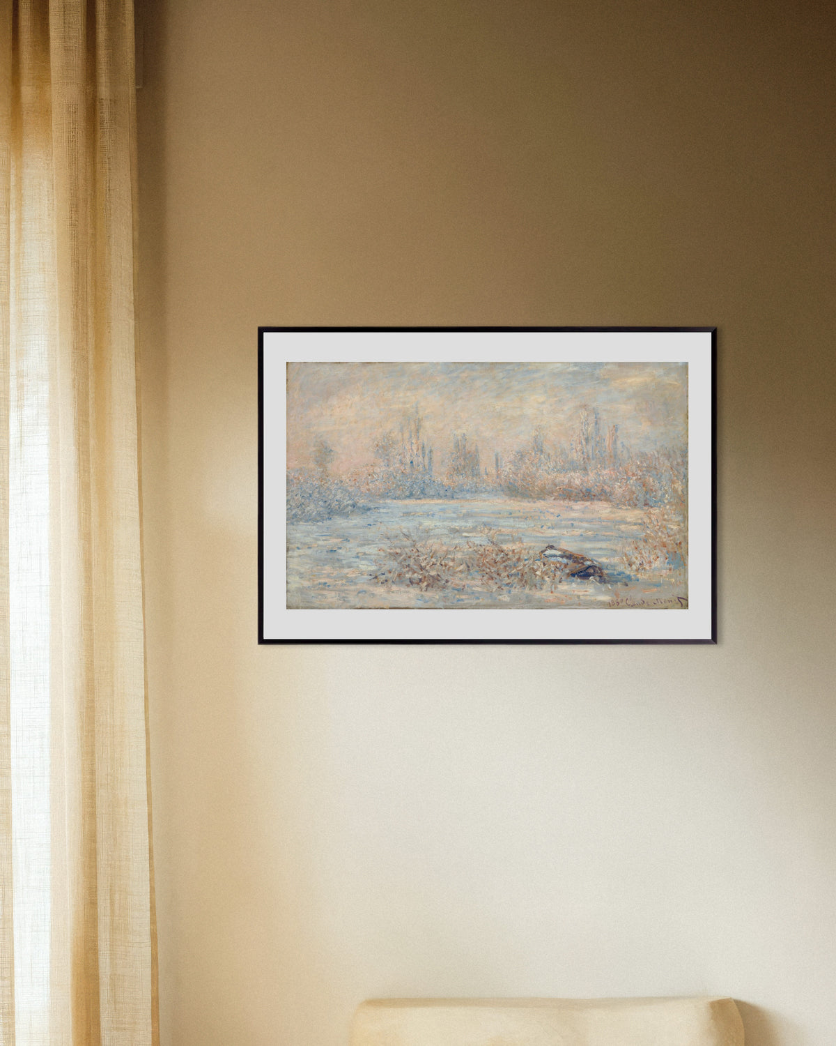 Poster La brina (1880) di Claude Monet con cornice in metallo