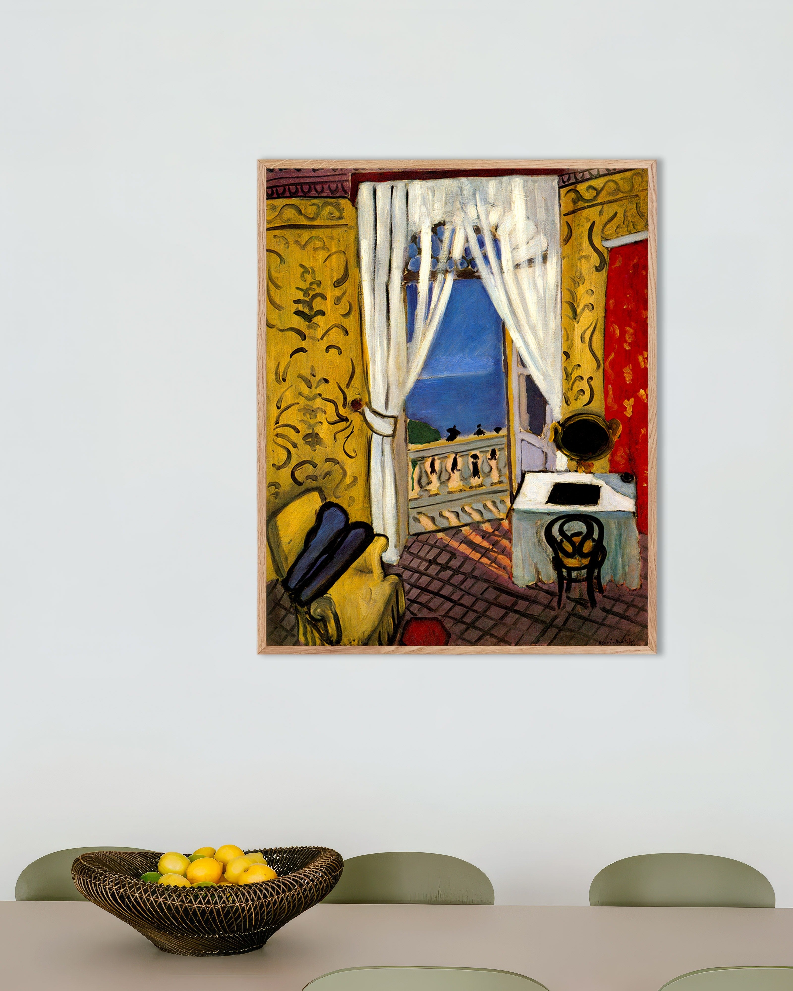 Poster of Interior with a Violin Case (1918-1919) by Henri Matisse, with natural wooden frame