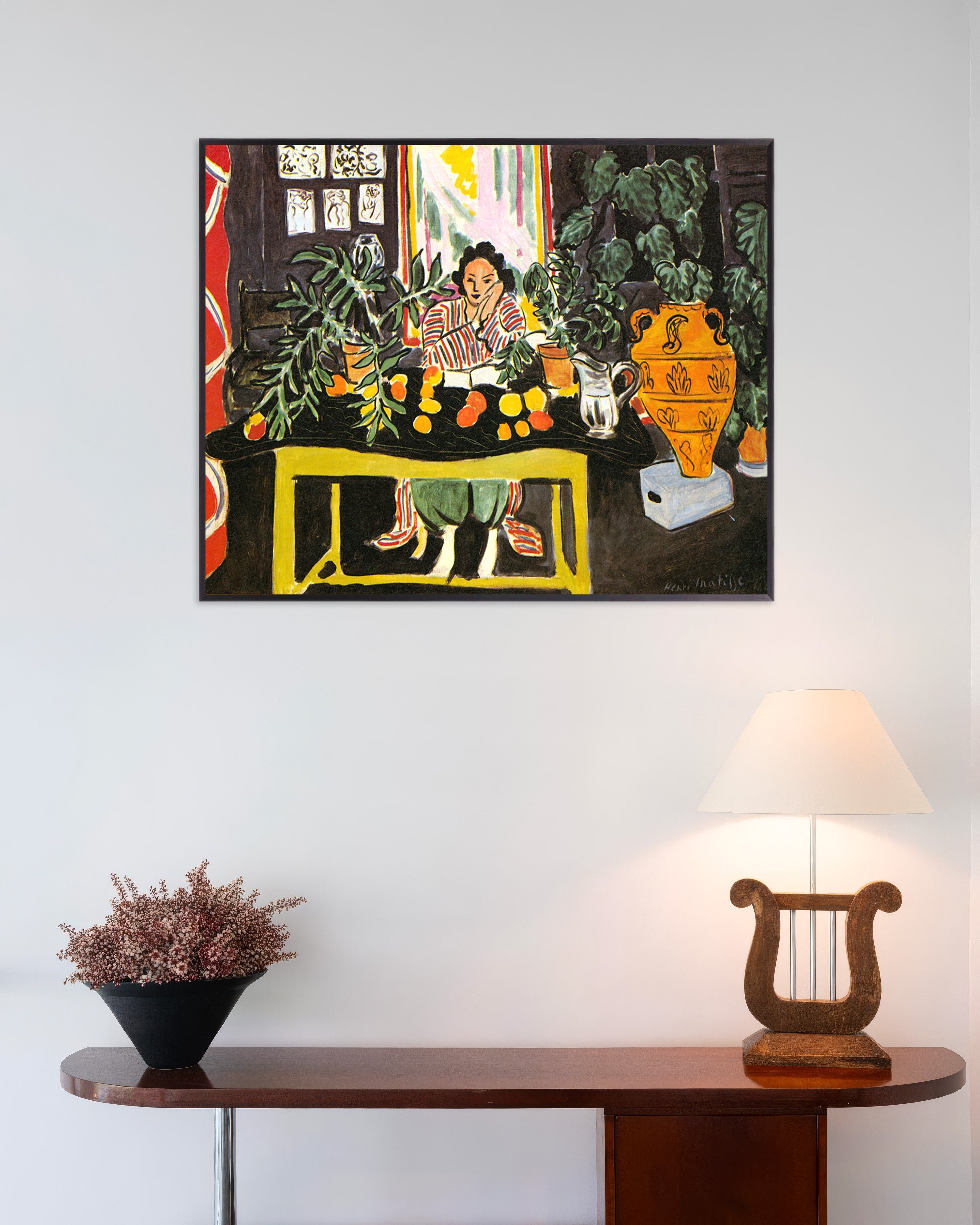 Poster of Interior with Etruscan Vase (1940) by Henri Matisse, with metal frame