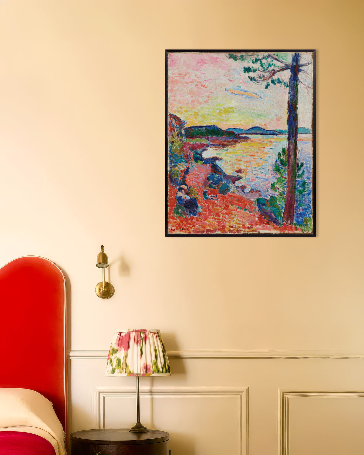 Poster de Le Goûter, Le Golfe de Saint-Tropez (1904), Henri Matisse, avec un cadre en métal