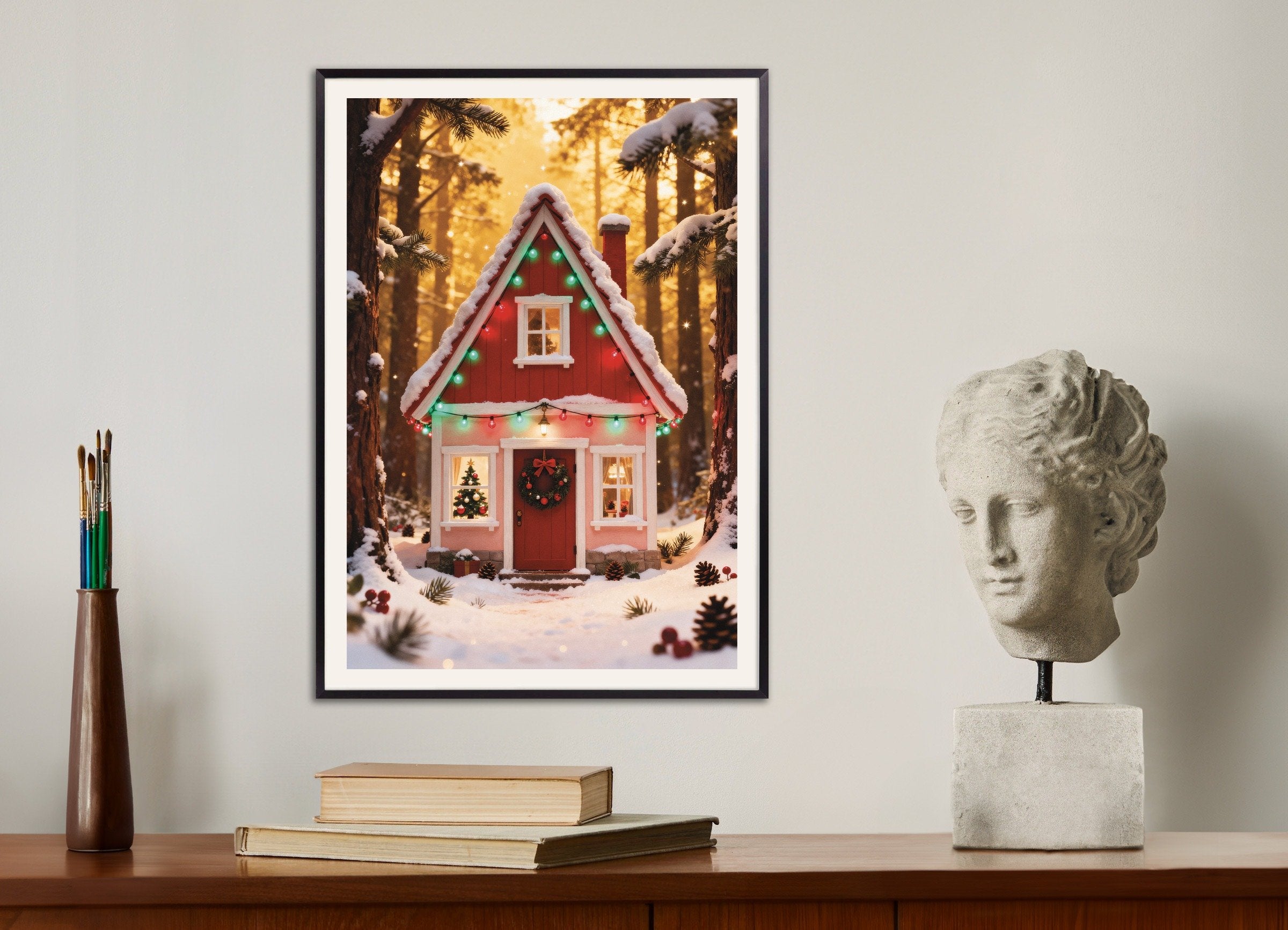 Poster of Little red elf house poster, with metal frame