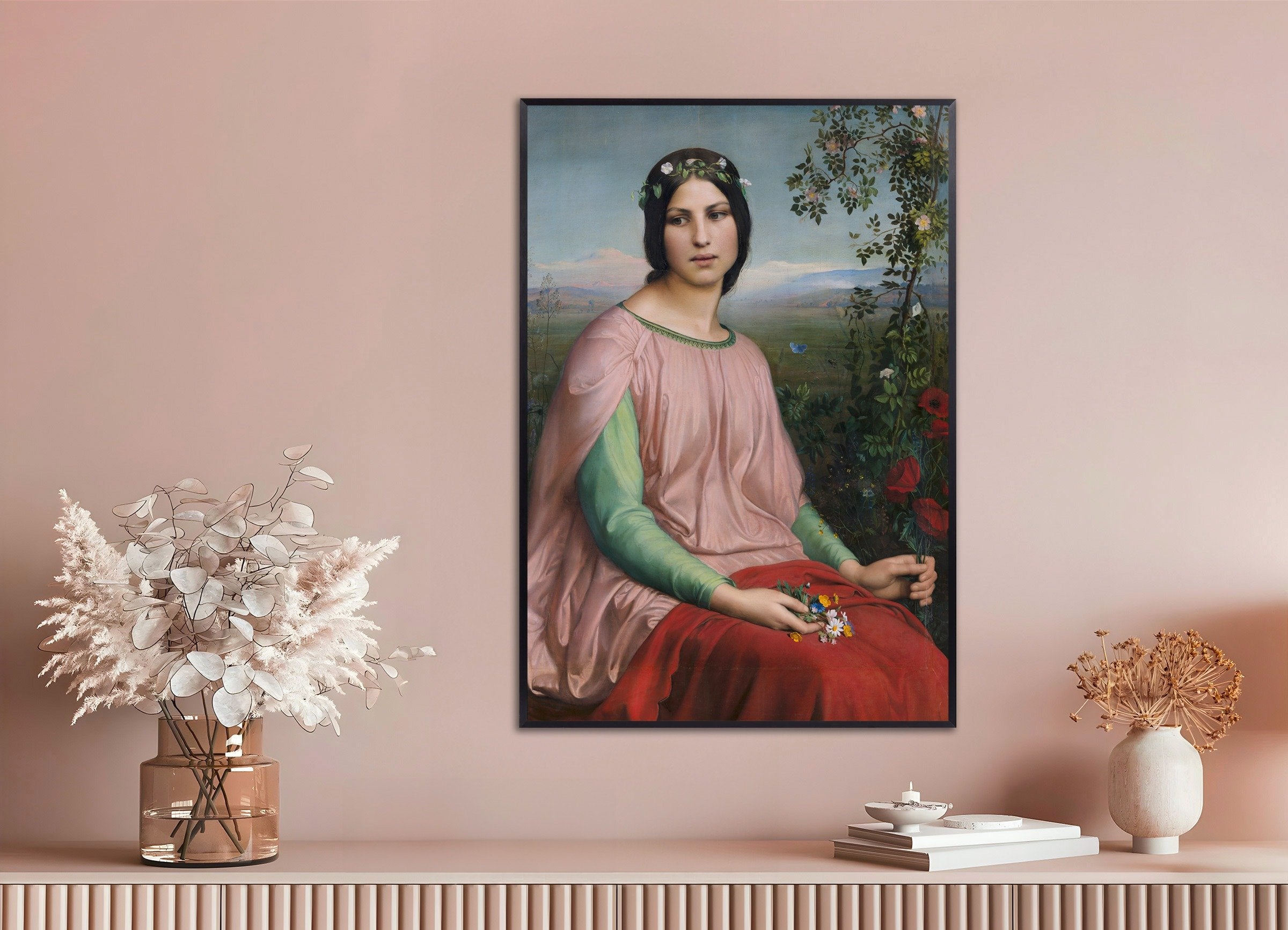 Poster of Louis Janmot "Fleur des Champs" - Classic French Art Print, with metal frame